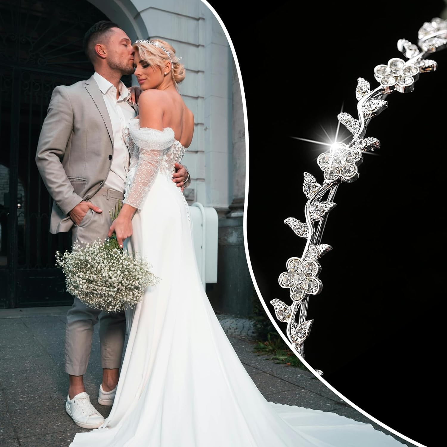 Whaleo Bridal Hair Accessories Wedding Bridal Jewellery Hair Accessories Silver Headband Women'S Elegant Headband Rhinestone Hair Accessories for Women Headband Women'S Glitter for Wedding Party image number 1