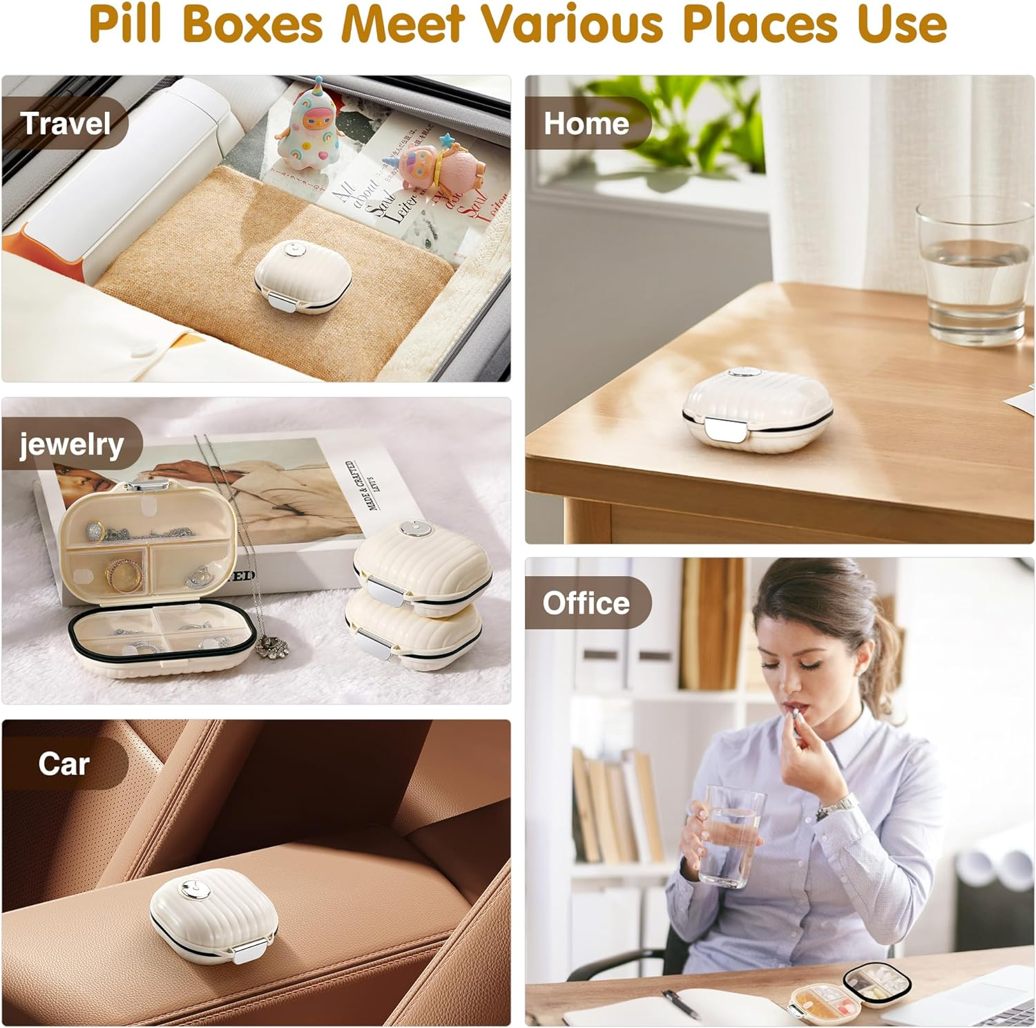 Zannaki Pill Case Portable Small Weekly Travel Pill Organizer, Cute Moisture Proof Pill Box Holder for Pocket Purse Bag, Daily Mini Pocket Pharmacy Medicine Container for Vitamin, Fish Oil, Supplement image number 3