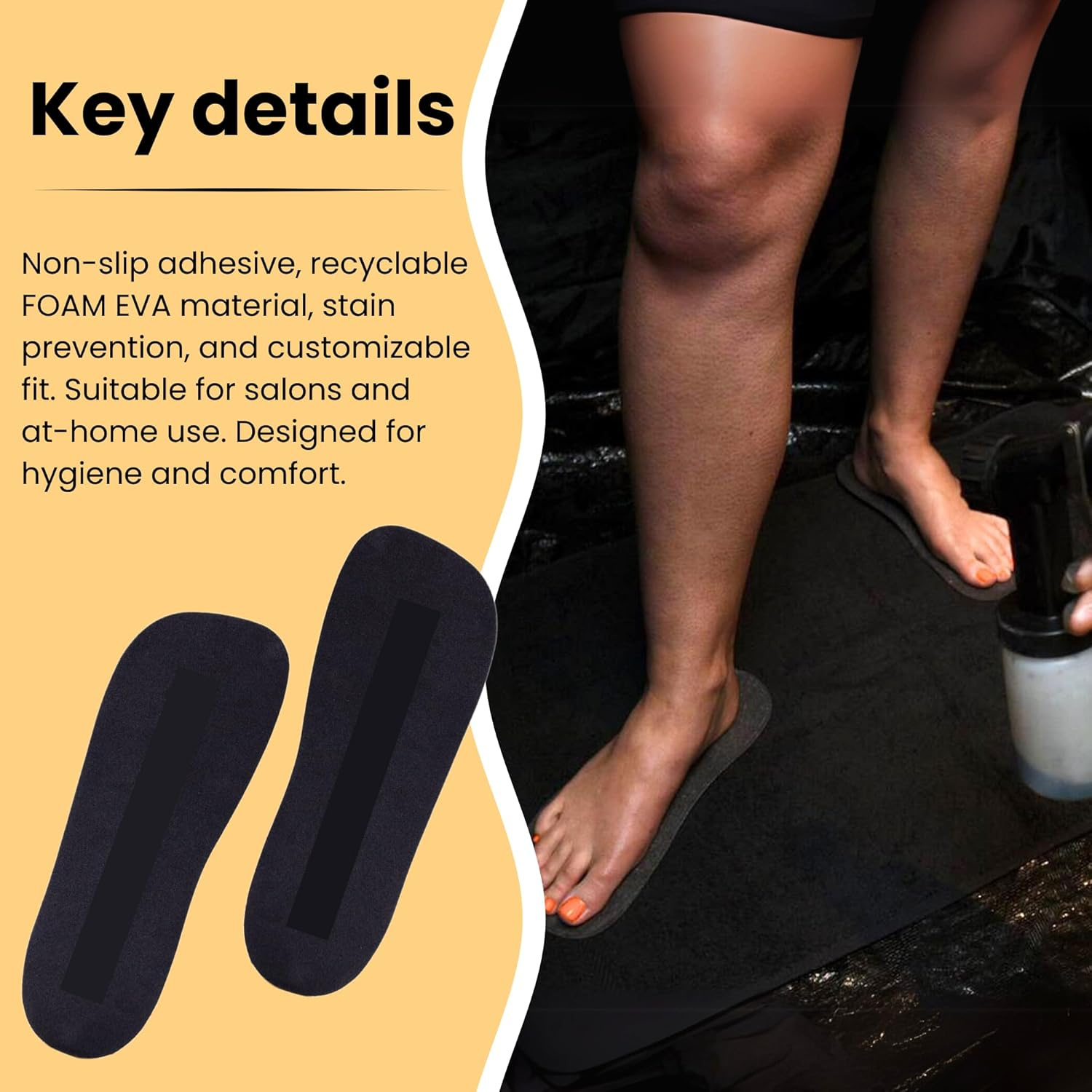 30 Pairs (60Feets) Spray Tan Feet Pads Disposable & Economic FOAM Feet Pads for Spray Tanning,Use in Tanning Booth,Sunless Tanning at Home or Beauty Salon-Non Slip- Comfortable-Hygienic-Ultra Bronzing image number 3