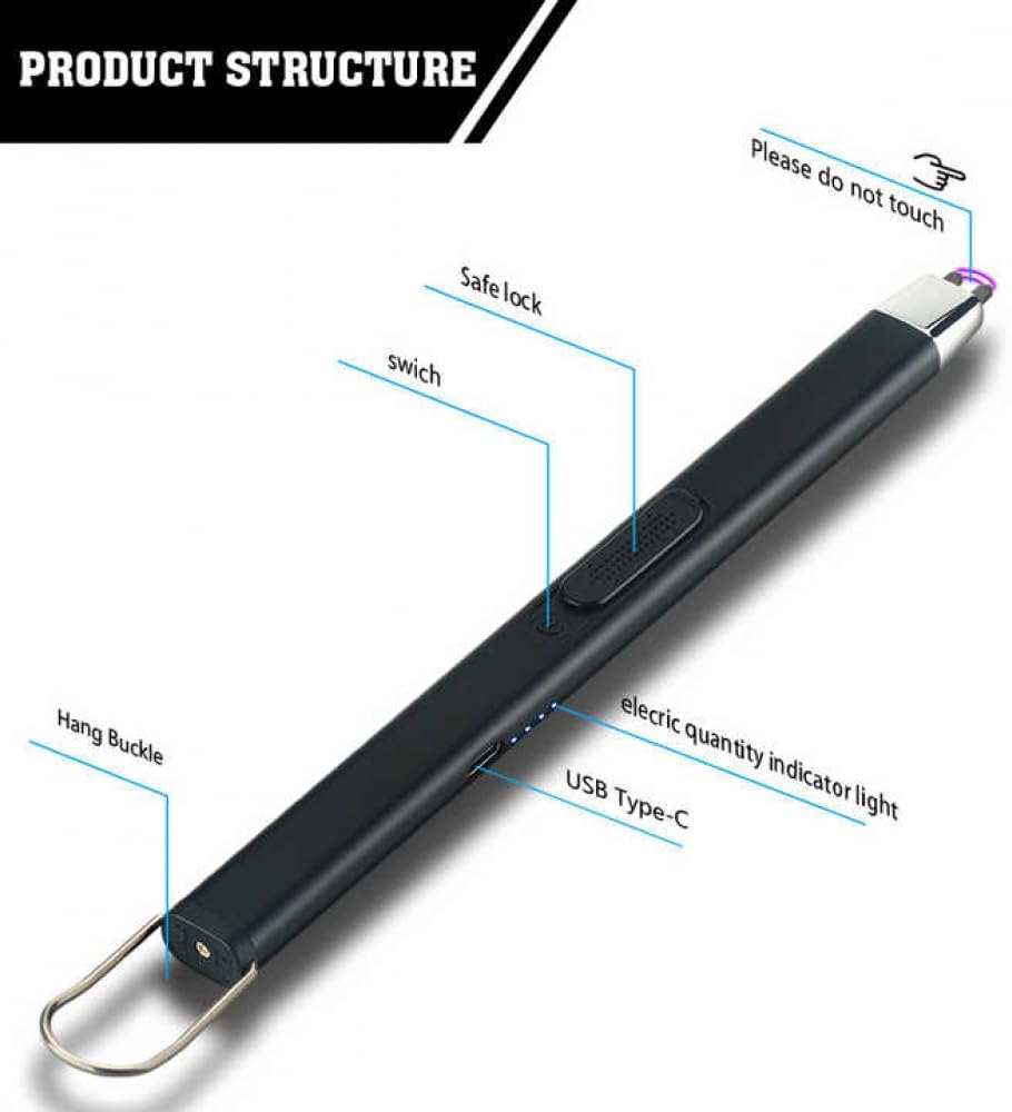 Electric Lighter, Candle Lighters, Rechargeable Type-C USB Plasma Arc Windproof Lighters with Safe Button for Grill BBQ Fireplace Camping Stove Kitchen Firework Birthday Christmas (Rosegold) - Rose Gold image number 4