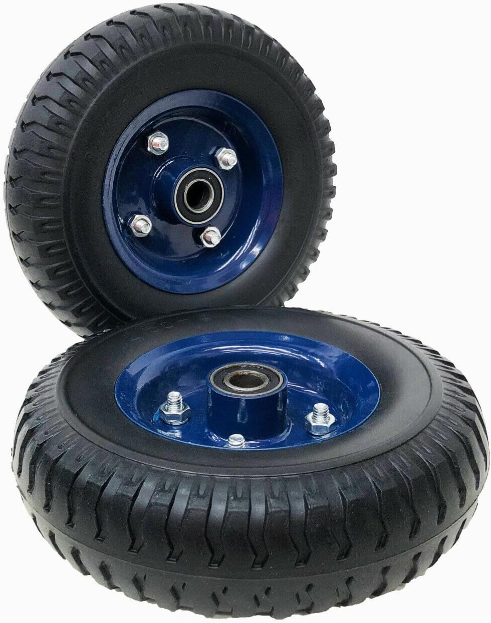 2PCS 8 Inch Solid Rubber Wheel with 16Mm 19Mm 20Mm Double Hub Bore - Cart Tyre for Hand Carts, Heavy-Duty Outdoor Equipment, Easy Installation, Solid,Flat Free, Wear-Resistant, Smooth Movement (19MM) image number 2