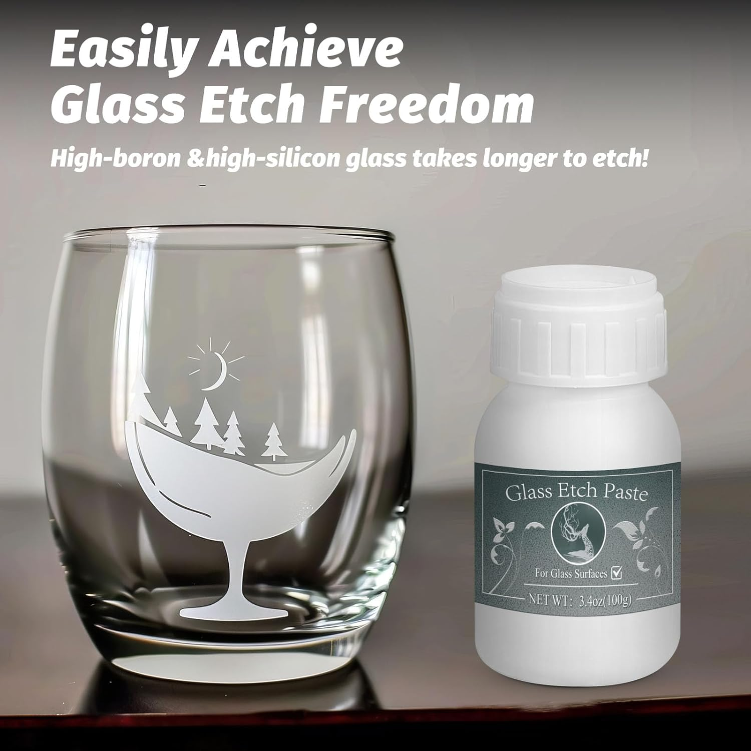 3.5 Oz Glass Etch Paste, Create Beautiful Art in Minutes, Personalize Your Craft on Glass Surfaces (100G) image number 1