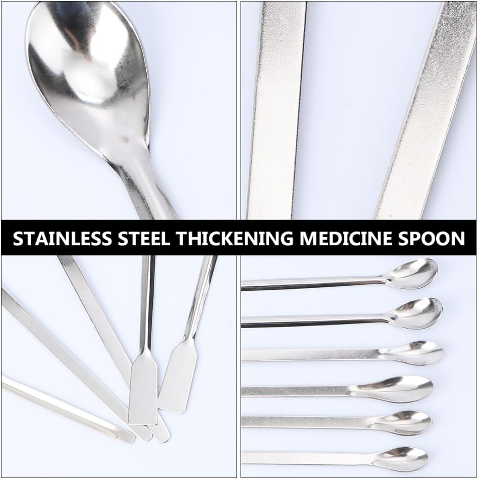 Baluue 12Pcs Measuring Lab Spatula Stainless Steel Mini Spatula Micro Laboratory Spoons Measuring Cup Stainless Steel Spoons Micro Sampling Spoons Spoons 1/3 Miniature Set image number 4
