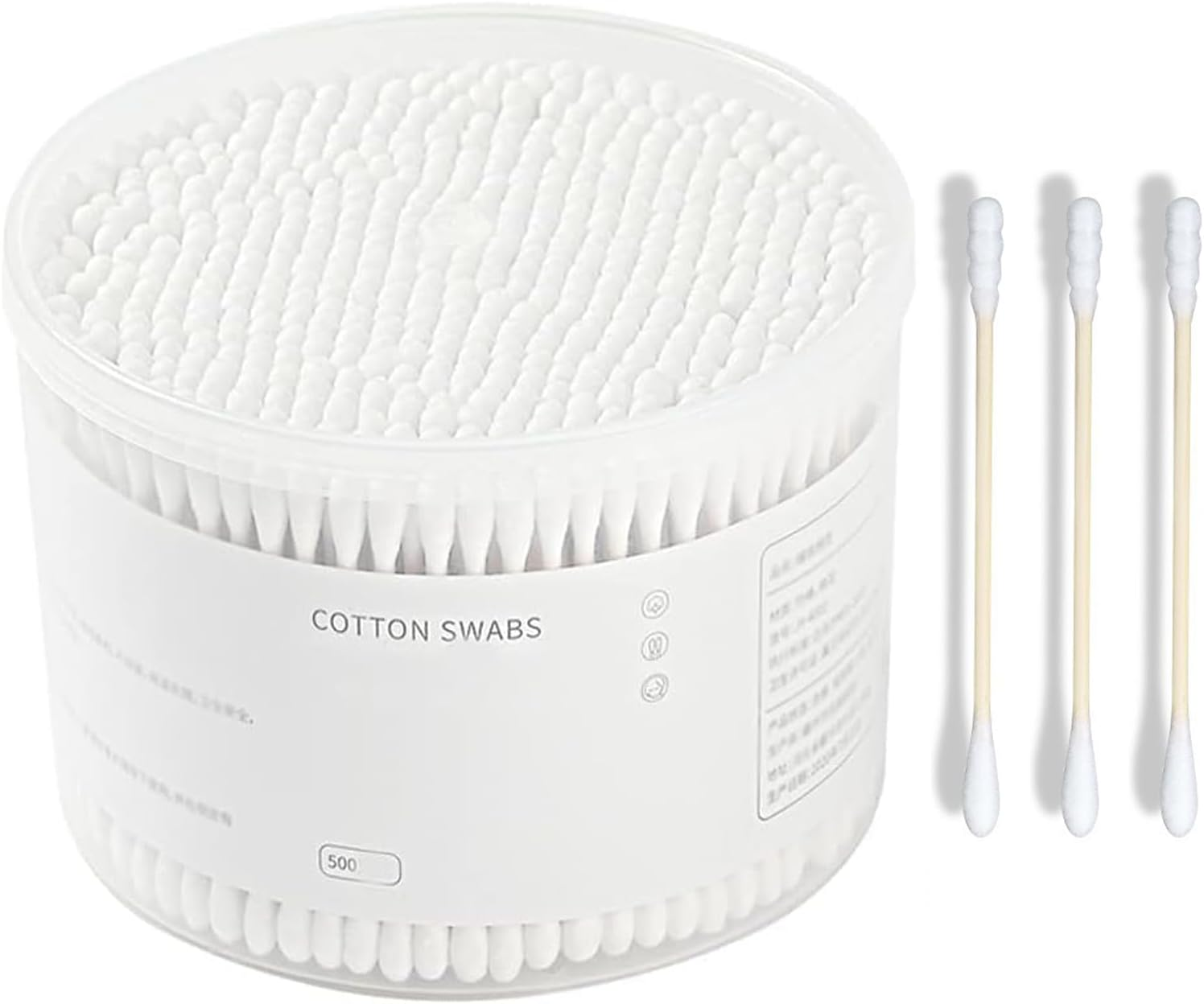 Bamboo Cotton Swabs Double-Tipped round + Spiral | 100% Cotton Biodegradable & Organic Unbleached Natural | Q-Tips Safety Swabs | Wooden Cotton Buds for Ears Makeup or Nails 500 Count image number 1
