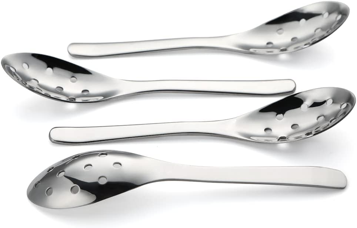4 Pcs Slotted Spoons,Durable Stainless Steel Soup Spoons,Small Strainer for Home Restaurant Dinner