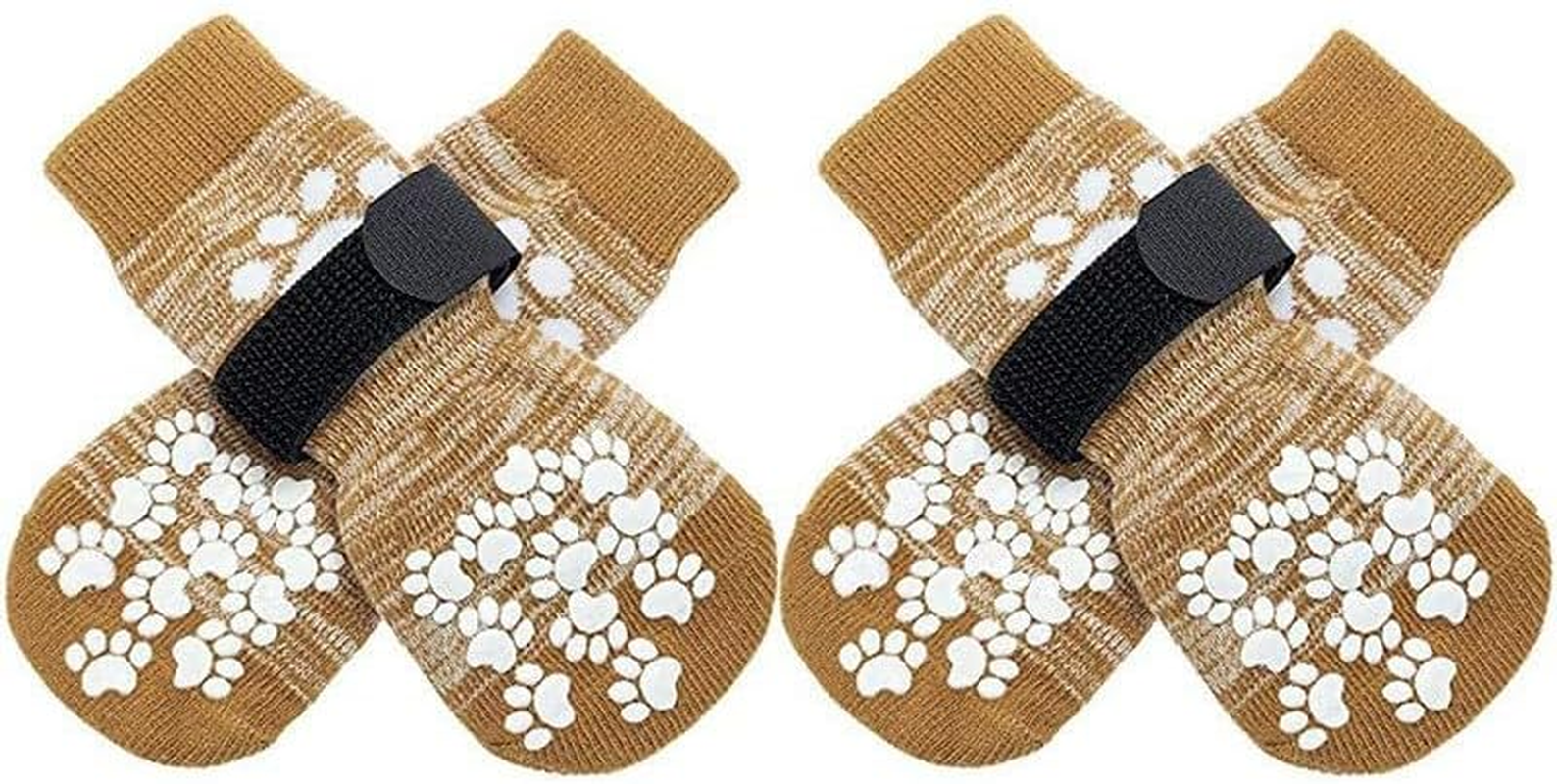 Double Side Anti-Slip Dog Socks - Dog Shoes for Hot Pavement, Adjustable Pet Paw Protector, Traction Control Non-Skid for Indoor on Hardwood Floor Wear,Dog Booties for Outdoor (Yellow, L) image number 2