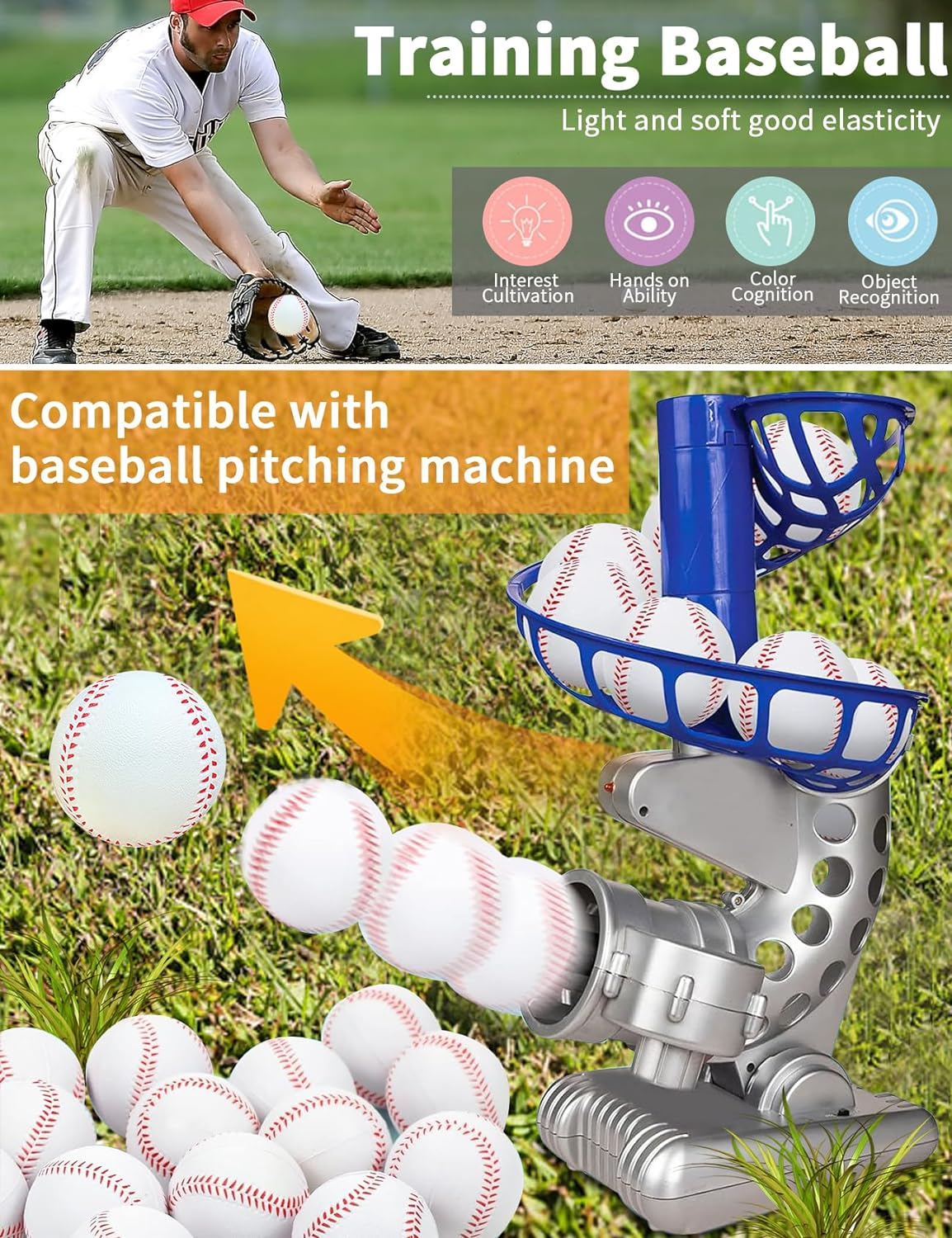 6 PCS Soft Foam Baseballs, 6Cm Mini Baseballs for Teenager, Sports Squeeze Balls for Practice Training, Professional Outdoor Foam Baseballs, Portable Indoor Training Stress Balls for Beginners image number 1