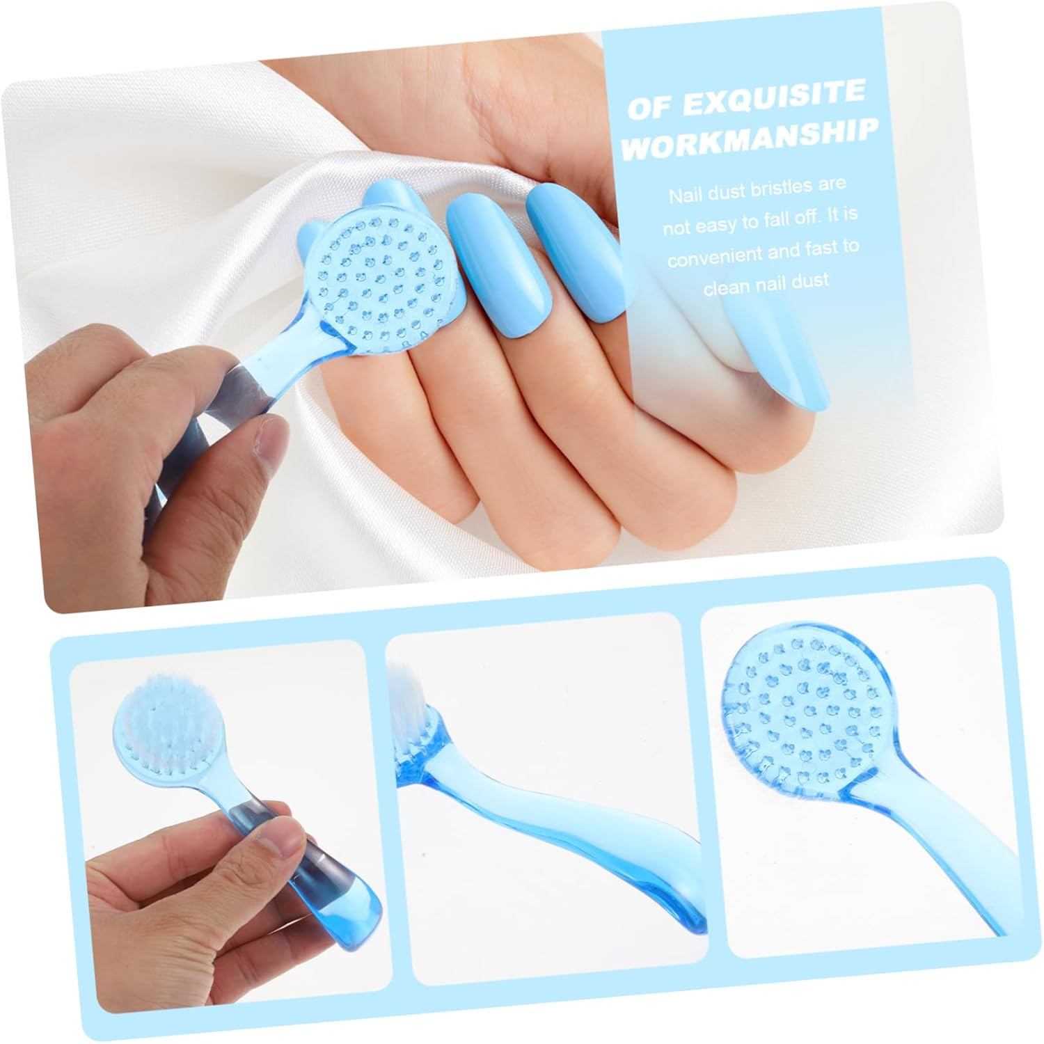 6Pcs Nail Duster Brush Manicure Detail Brush Cover Clean up for Nails Face Professional Manicure Tool - Blue image number 5