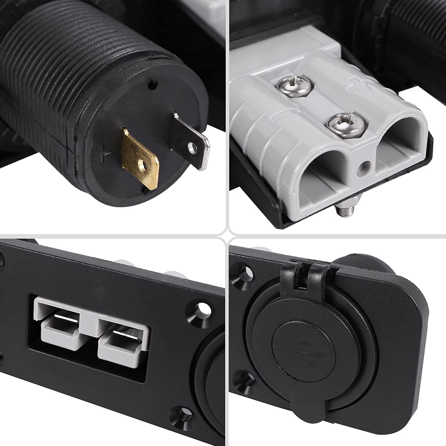 Bopfimer Flush Mount for Anderson Plug Socket Double USB Charger Socket Panel for Caravan Boat Truck image number 5
