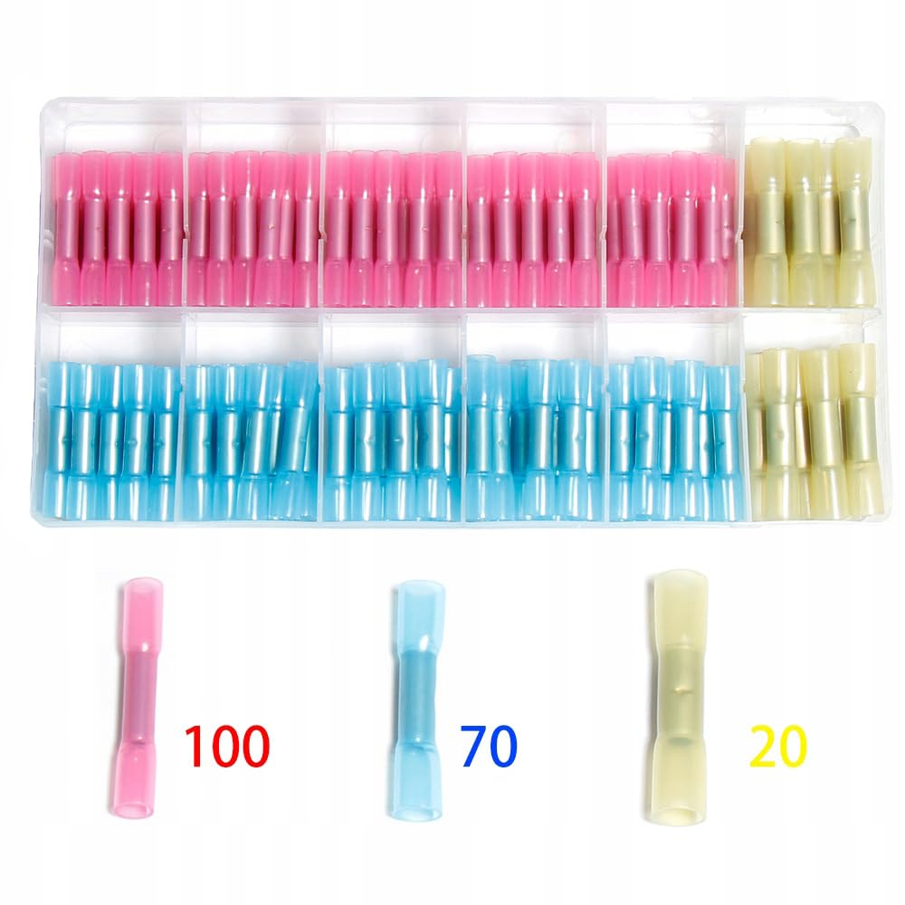 Aikoolwer 190PCS Heat Shrink Butt Wire Connector Kit Insulated Waterproof Electrical Wire Crimp Terminals Butt Splice Marine Automotive image number 3