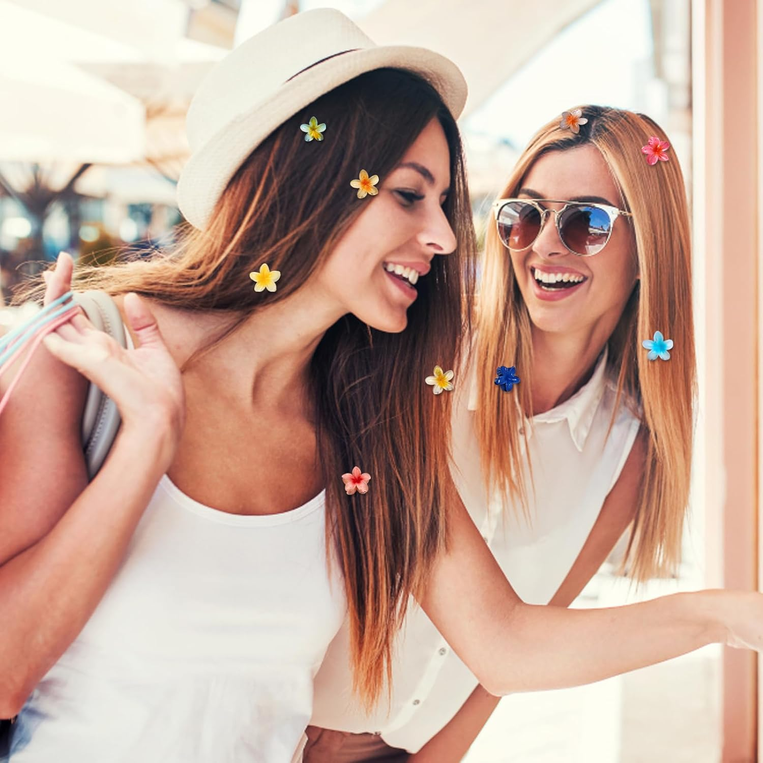 Pack of 15 Flower Hair Clips, 15 Colours, 4 Cm Flower Hair Clip, Flower Hair Clip for Women and Girls, Ideal for Thick Hair and Styling at Parties and Everyday Use