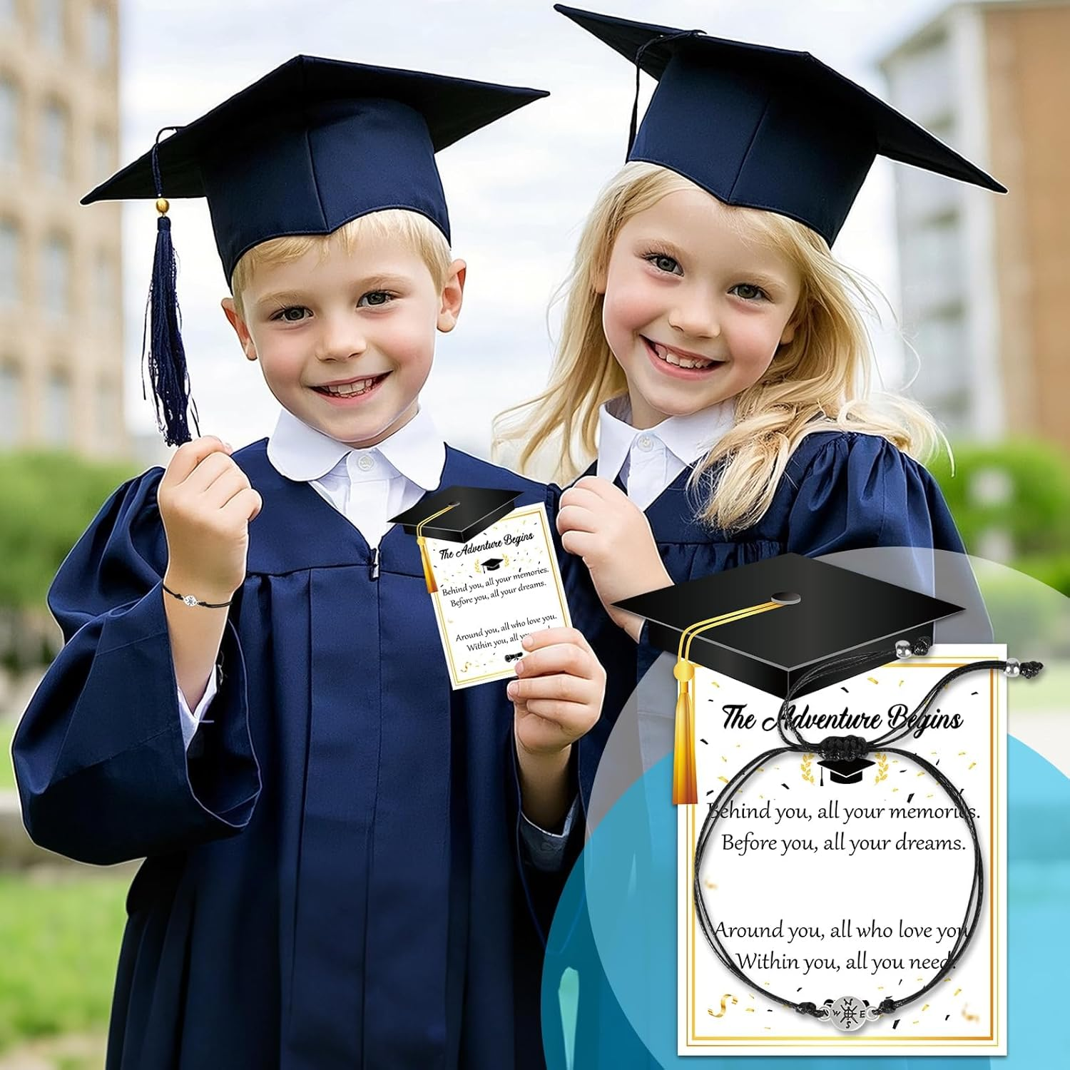 Hapurs 30 Pack Graduation for Her Him 2025, School Leavers Gifts 2025 for Students, Adjustable Woven Compass Bracelet Cards Graduation Party Favours, Nursery Preschool Prom Gift Bulk End of Year image number 3