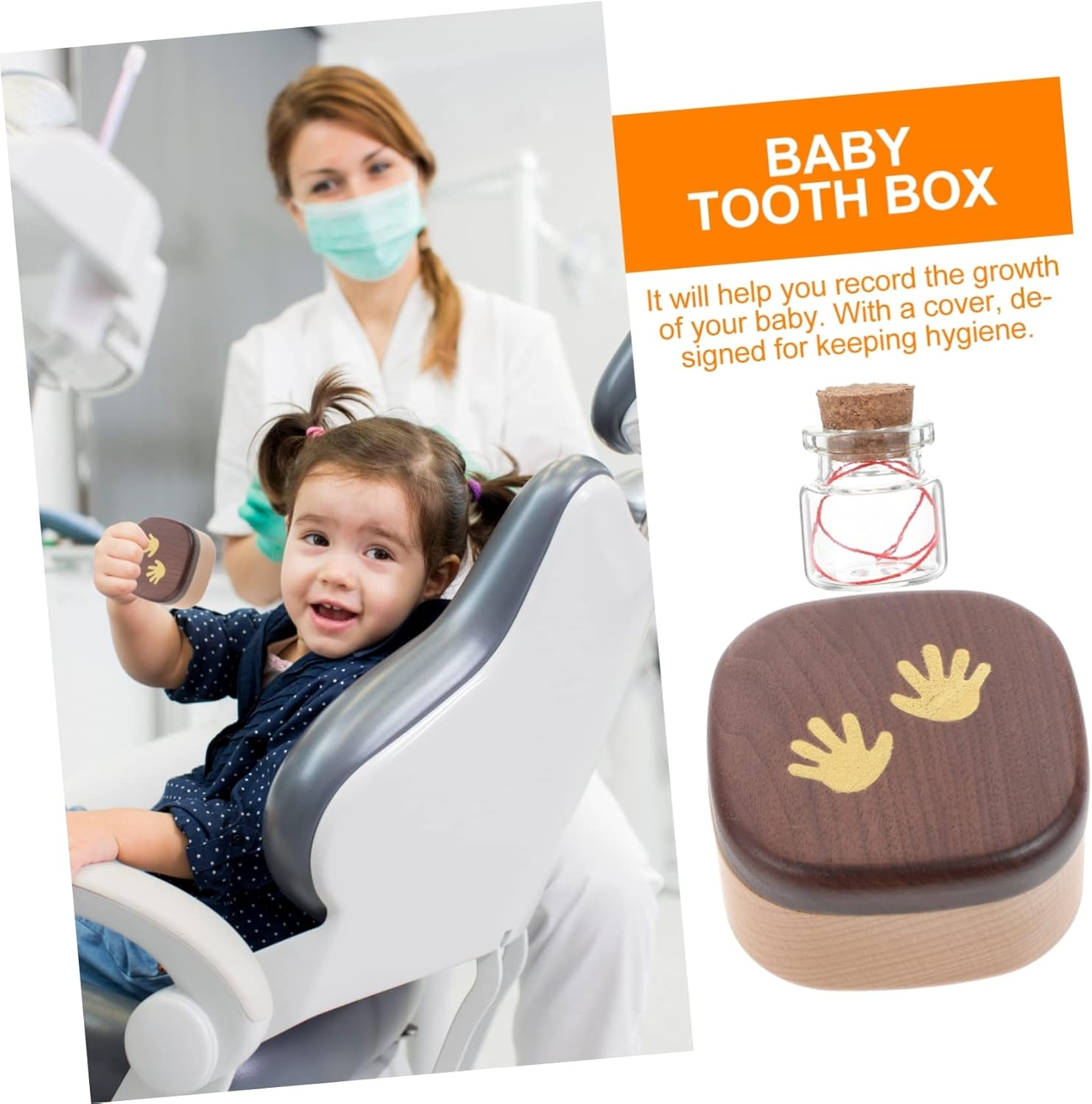 Baby Tooth Fairy Keepsake Box Tooth Holder for Boys and Girls Palm Design Sturdy Keepsake image number 5