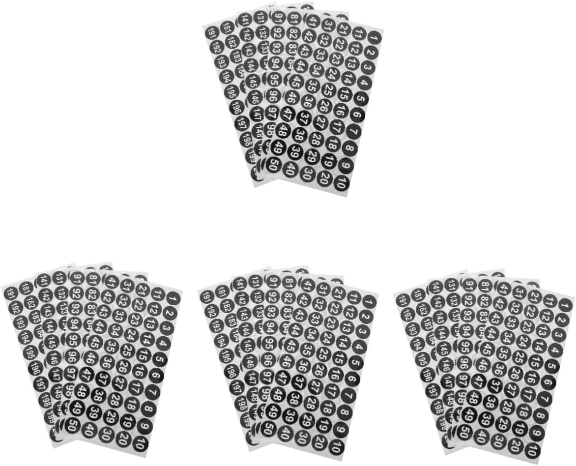 COHEALI 20 Sheets Stickers Adhesive Number Stickers round Multi-Use for Clothes Classification