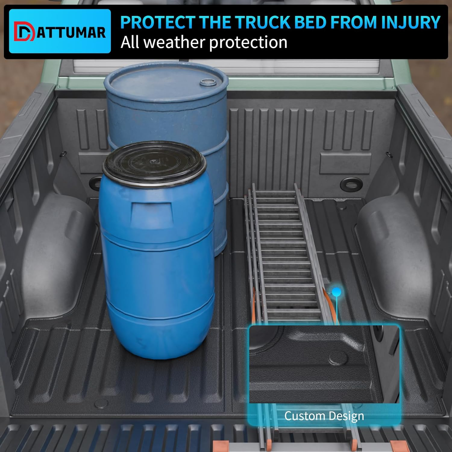 Dattumar Truck Bed Mat Tailgate Mat for 2021-2025 Ford F150 or F150 Lightning 5.5Ft Bed All Weather Protection TPE Accessories (21-25 F150 & Lightning 5.5 Feet) image number 4