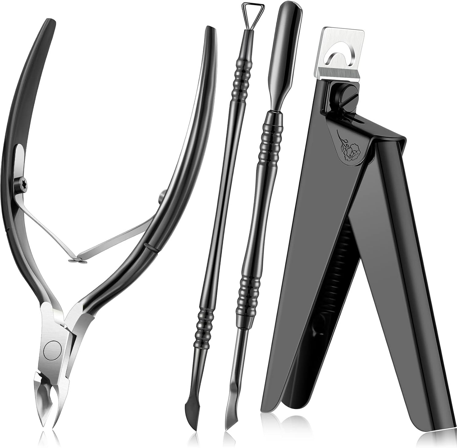 Mudder Acrylic Nail Clippers Kit False Nails Tips Cutter Professional Cuticle Trimmer Nipper Cutter Pusher Remover Stainless Steel Manicure Pedicure Art Tools Set Salon Home(Pink Rose)