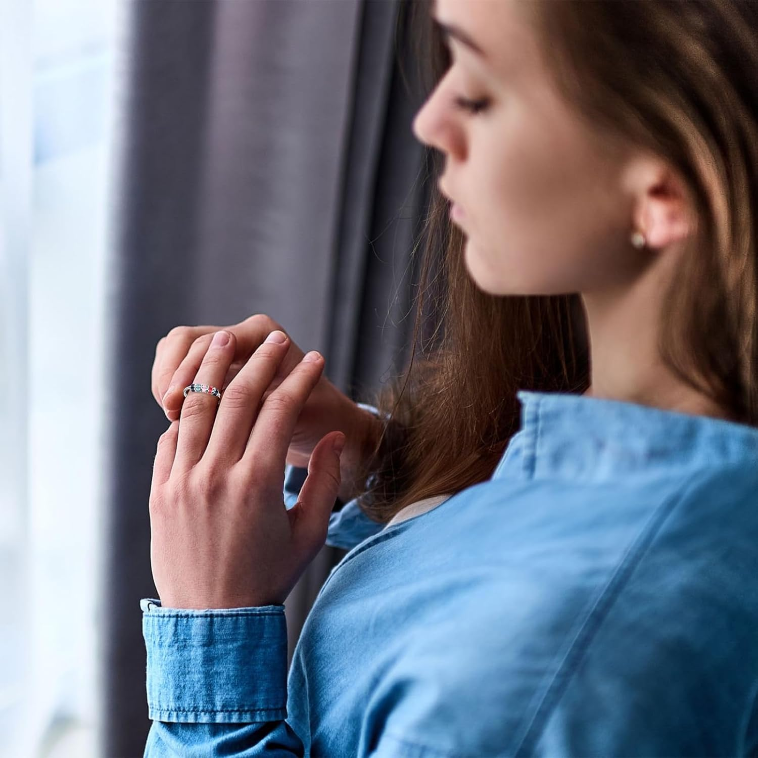 TEAONE Fidget Ring, 4 PCS Adjustable Spinner Ring for Jewelry Gift (4 Styles) image number 4