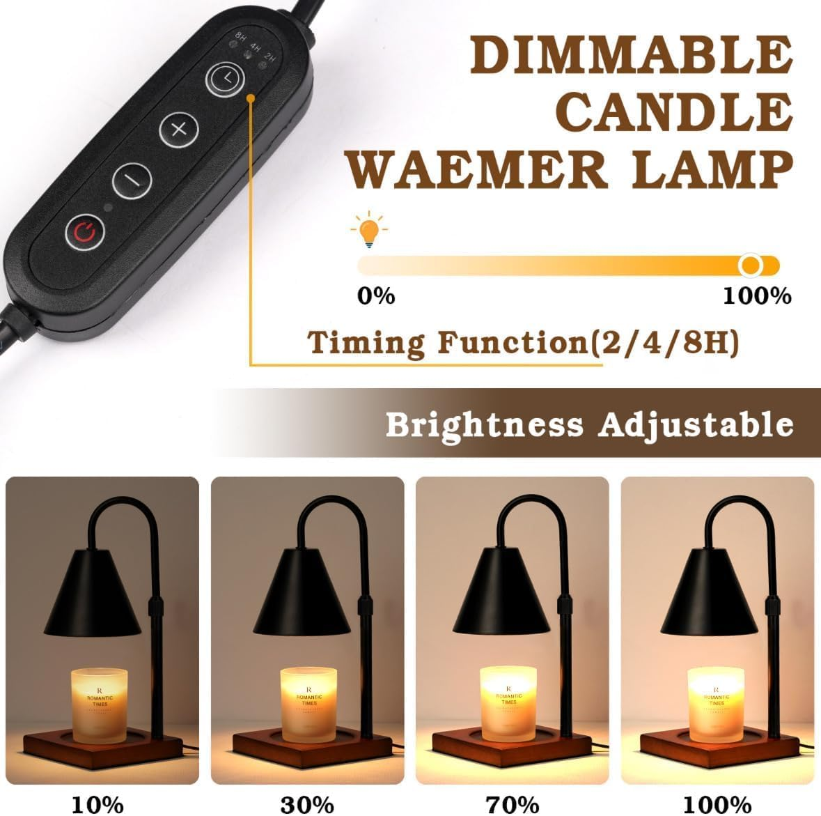Modern Adjustable Candle Warmer Lamp with Timer and Dimmer, Electric Black Lamp for Jar Candles, Perfect for Bedroom and Living Room Decor（Scented Candles Are Not Included） image number 1