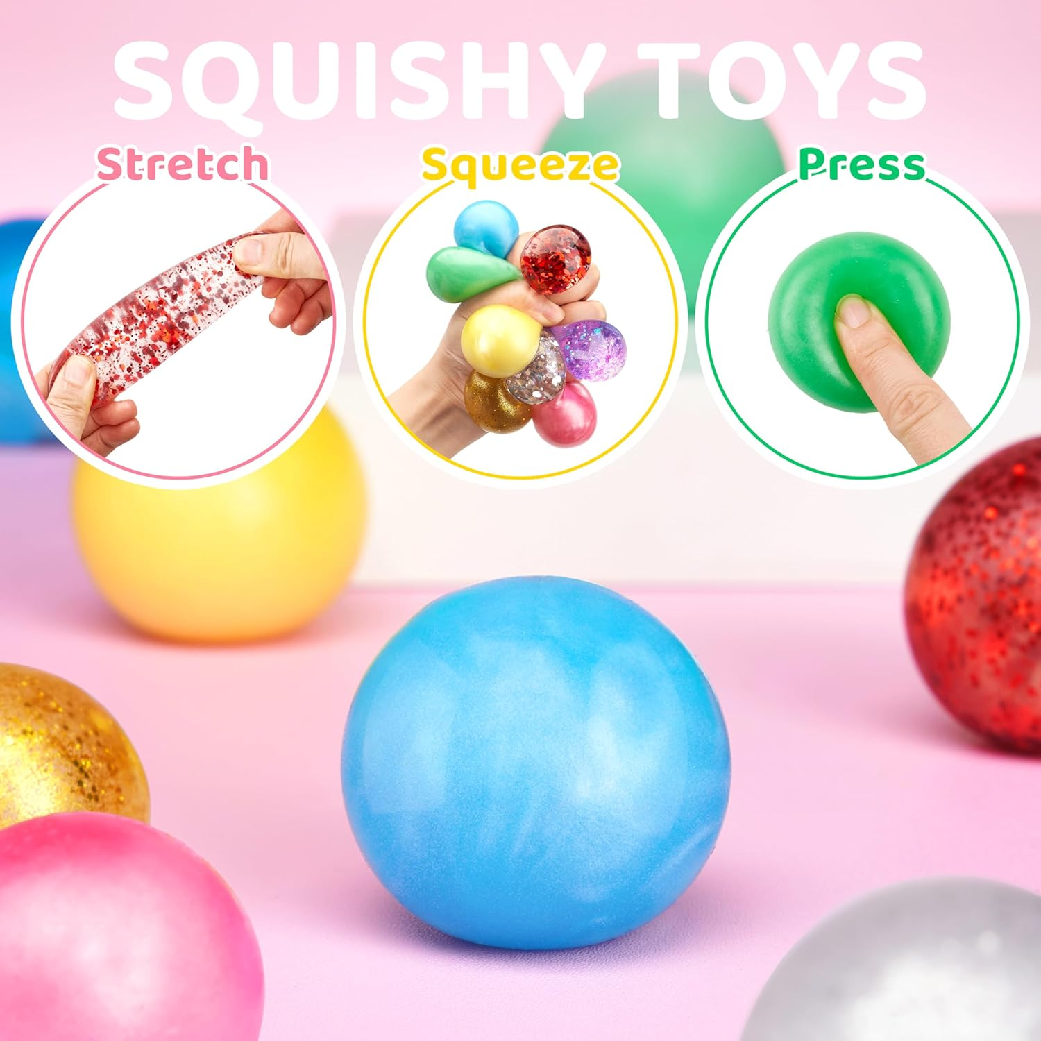 JOYIN 24 Pcs Squeeze Sensory Stress Balls, Autism Sensory Squishy Toys Stress Balls for Adults Kids, Autism Hyperactivity, Stress Relieve image number 3