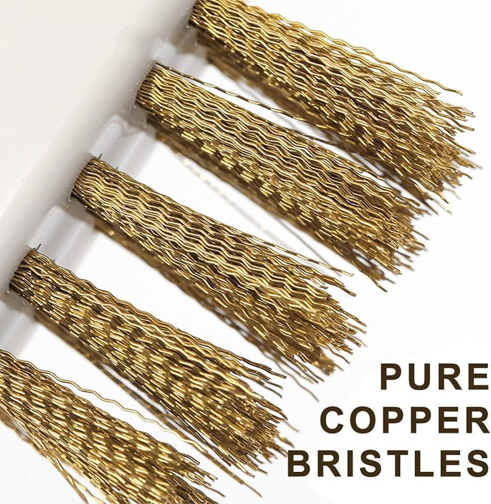 Kitchen Cleaning Scrub Brush - Deep Gas Stove Brass Wire Brushes with Stiff Bristles & Cooktop Scraper, Scrubber for Range Hood Grease Grime, Rust Cleaner for Pot Pan (White, 19 * 2 * 4.5CM) image number 3