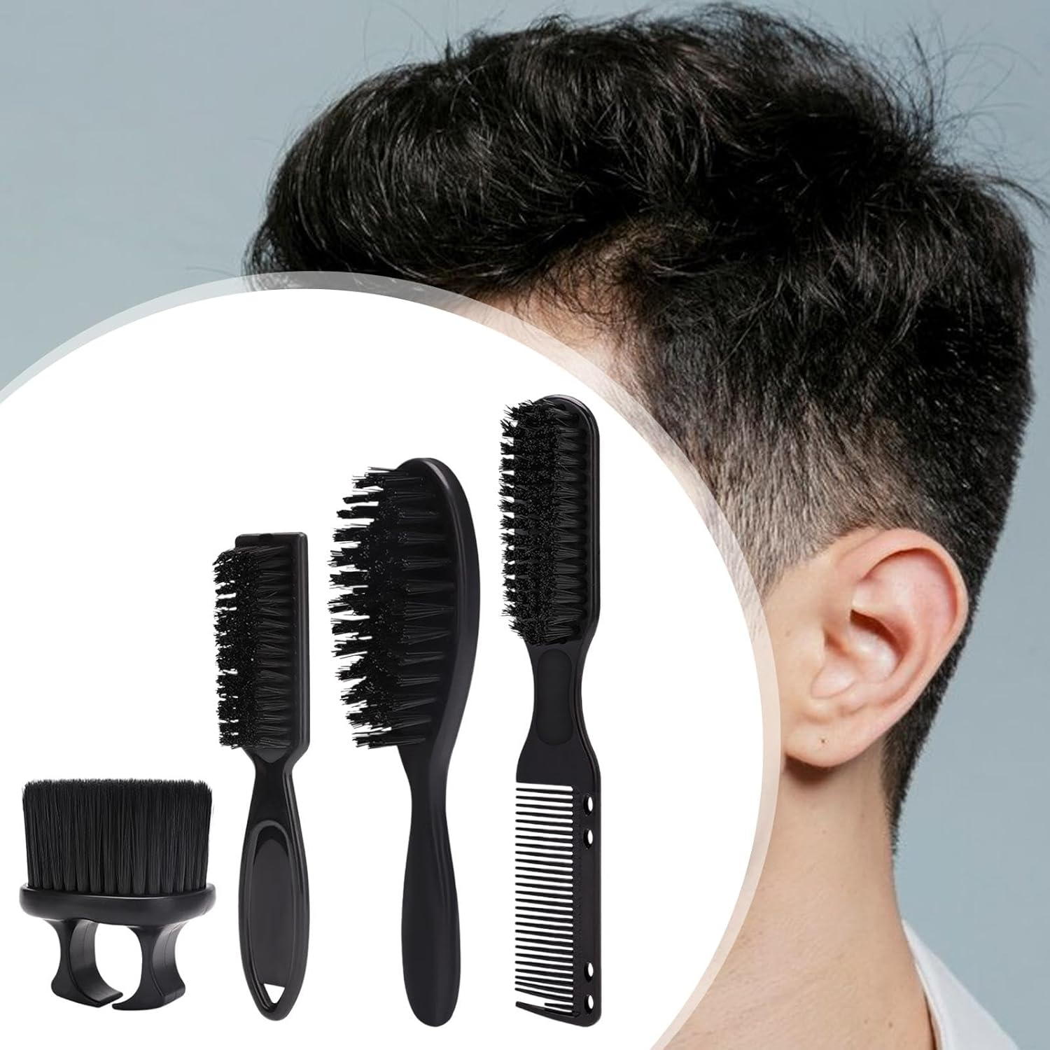 Eigell Barber Brush and Comb Set, Cleaning Hairbrush, Lightweight Professional for Salon Boyfriend Men, Normal Package image number 6