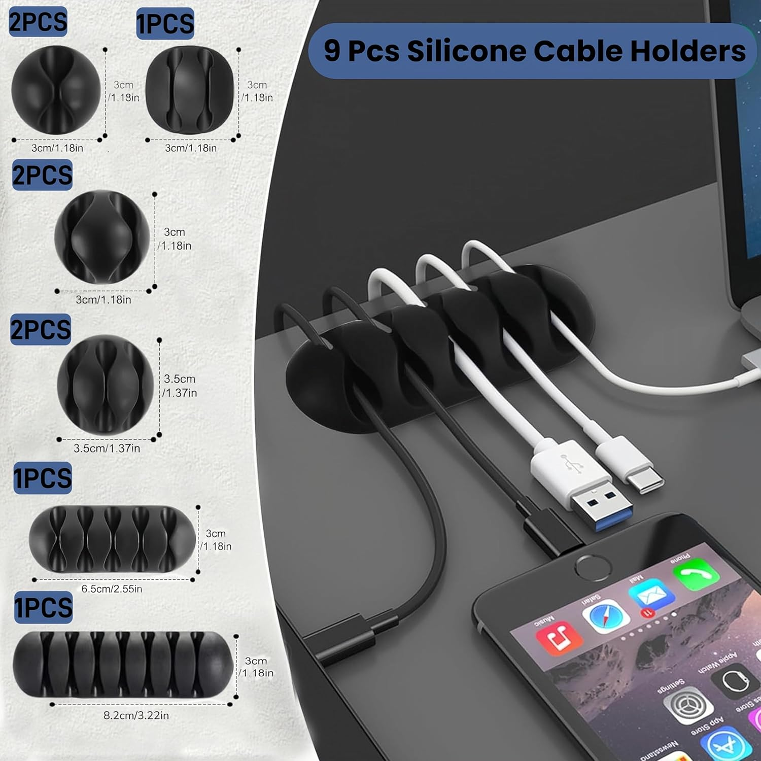273Pcs Cable Management Organizer Kit,Cable Organizer,Fastening Zip Cable Ties,Self Adhesive Cable Clips Holder,Self Adhesive Ties,Useful for Power Cord,Tv、Usb Cable, Office Cord Holder for Desk image number 3