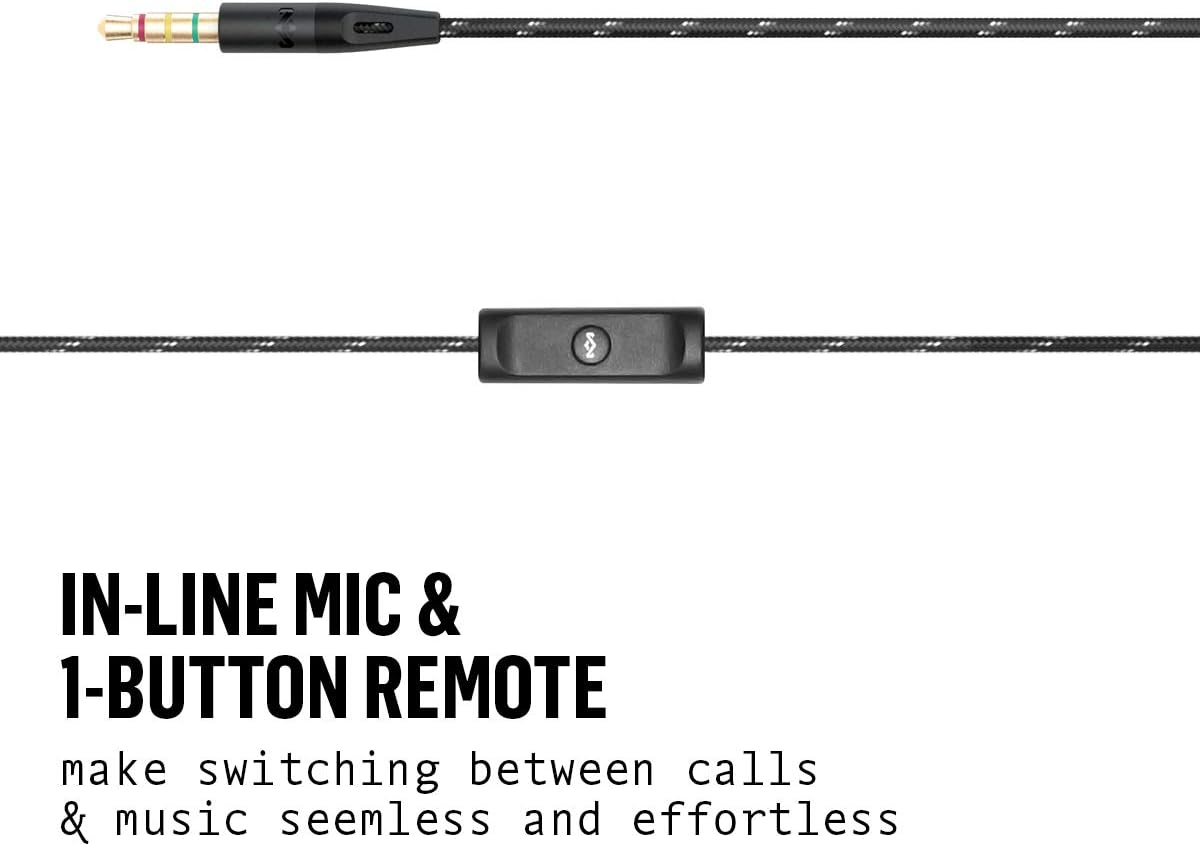 Marley Uplift 2.0 - Noise Isolating In-Ear Headphones/Earphones, 9Mm Drivers, Hands-Free Calling In-Line Mic, 1 Button Control, Includes Earbuds in 3 Sizes for Perfect Fit &ndash; Signature Black image number 5
