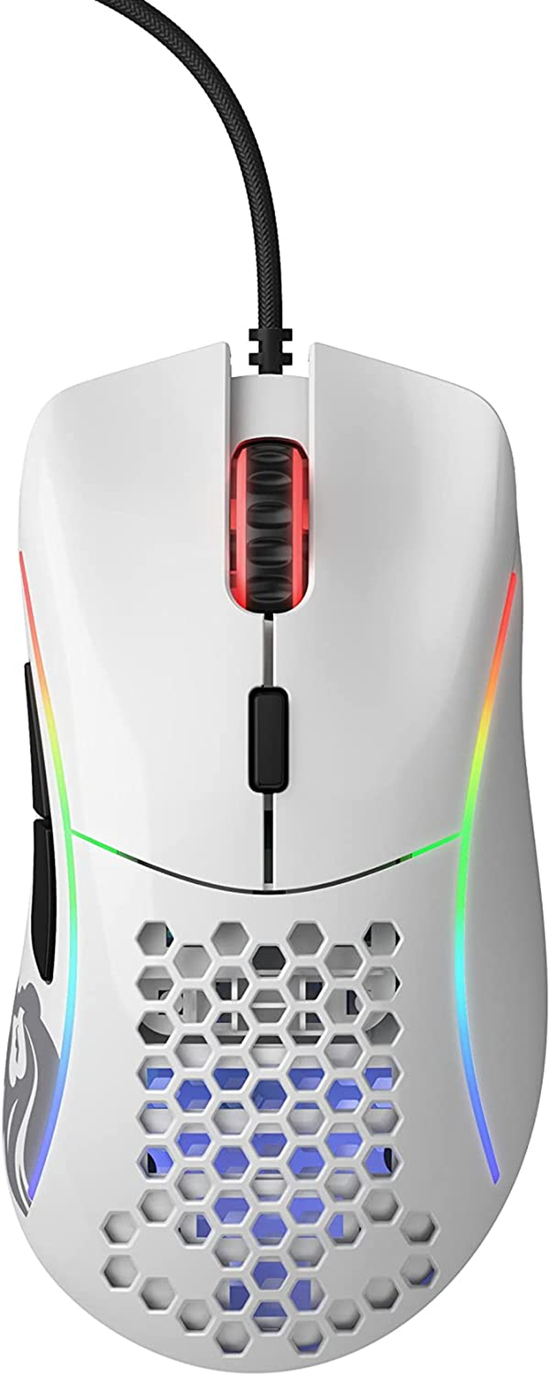Gloriuos White Gaming Mouse - Glorious Model D Gaming Mouse Honeycomb - Ultralight RGB Mouse - PC Mouse - 68 G - Glossy White Mouse image number 1