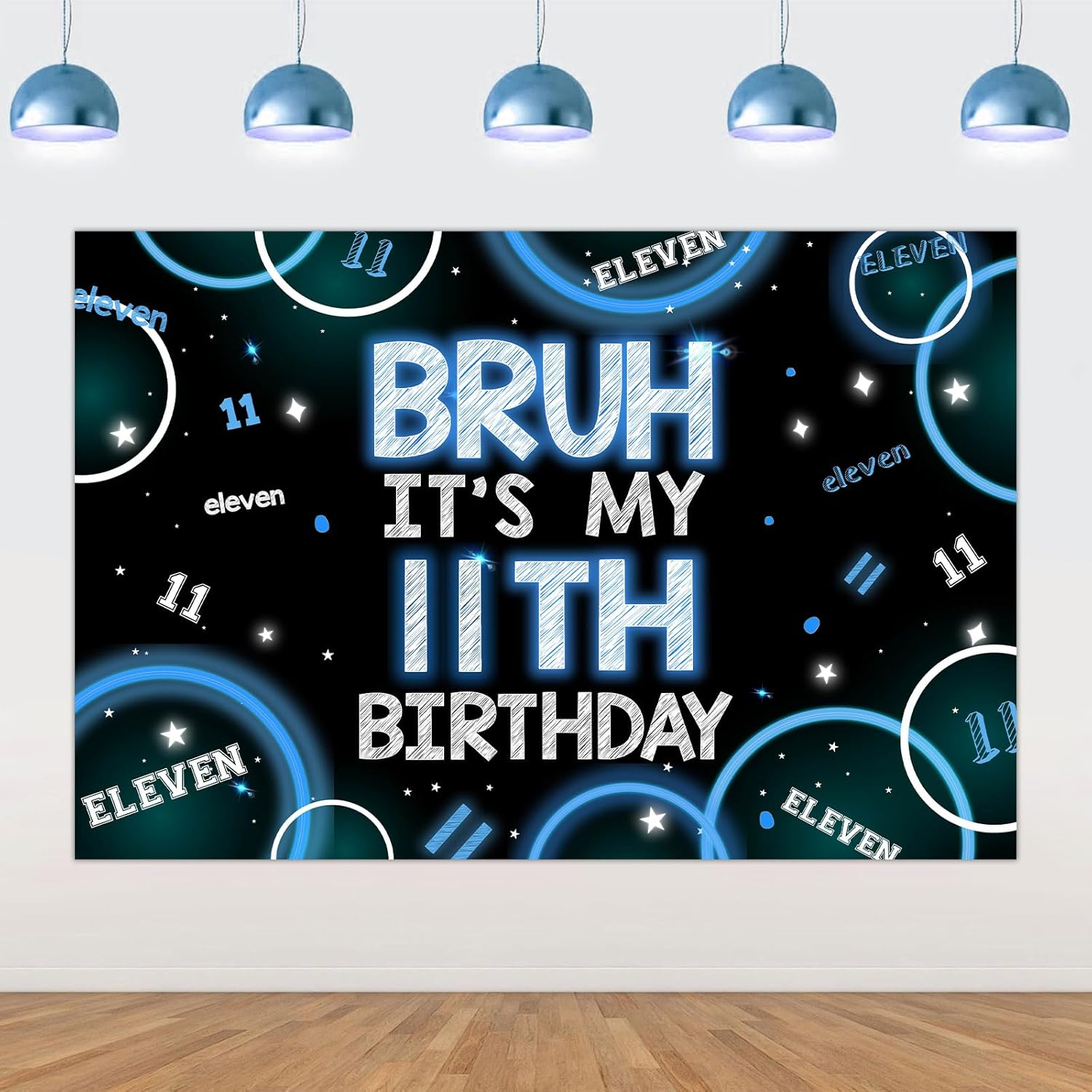 Wonmelody Bruh Its My Birthday Decor for Boy 5 * 3Ft Bruh It'S My 11Th Birthday Backdrop Banner Bruh I'M 11 Teens Birthday Party Decor It&rsquo;S My Birthday Banner Blue Black Teenager 11Th Birthday Party