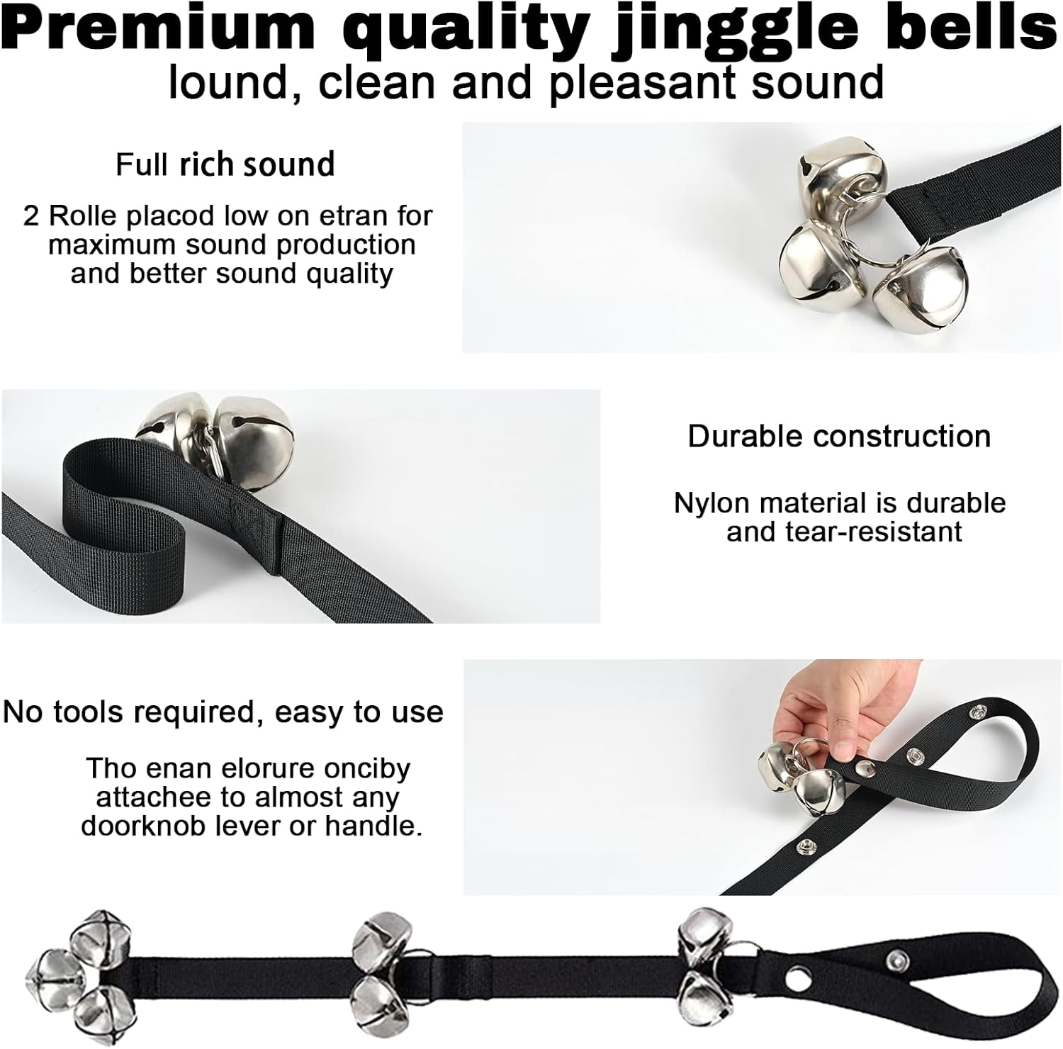 Jeyzuroa 2 Pack Dog Whistle & Adjustable Training Bells - Puppy Training Kit for Door Knob, Toilet Training& Outdoor Signals (Dogs & Cats) image number 5