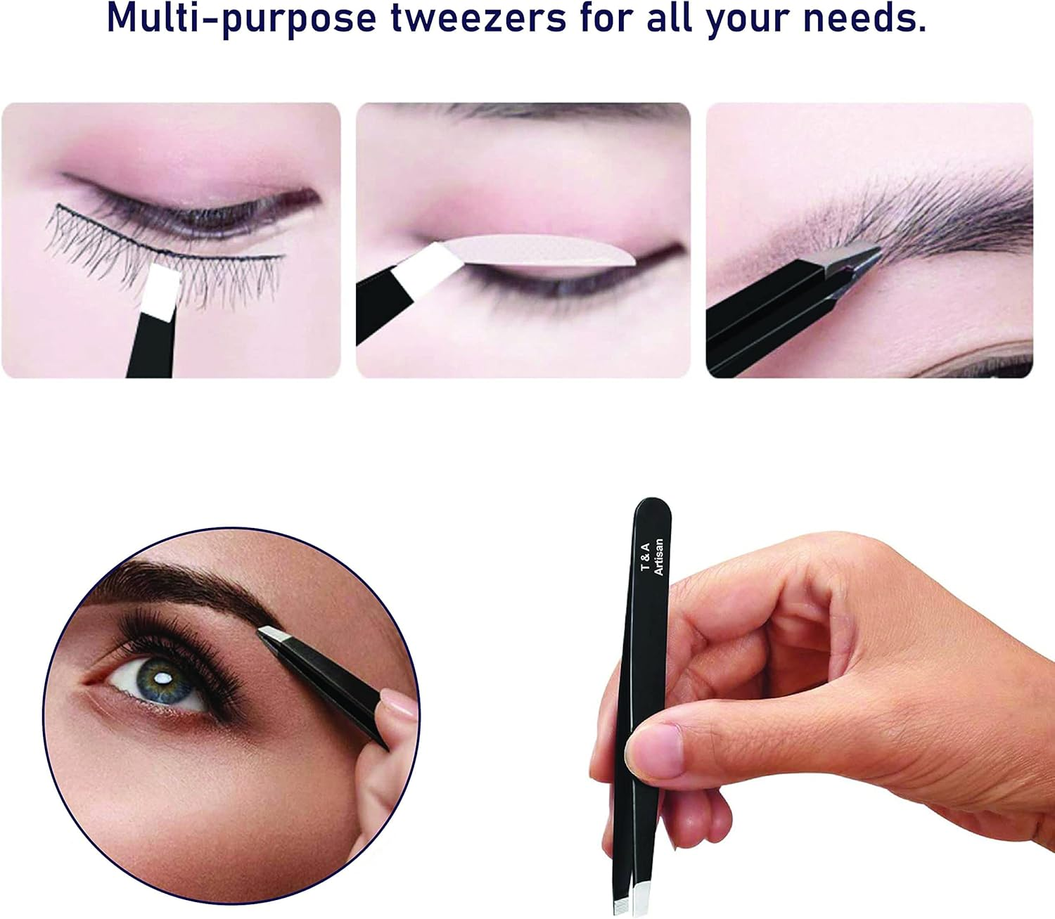 T&A Artisan 4-Piece Professional Precision Tweezer Set - Stainless Steel, Black