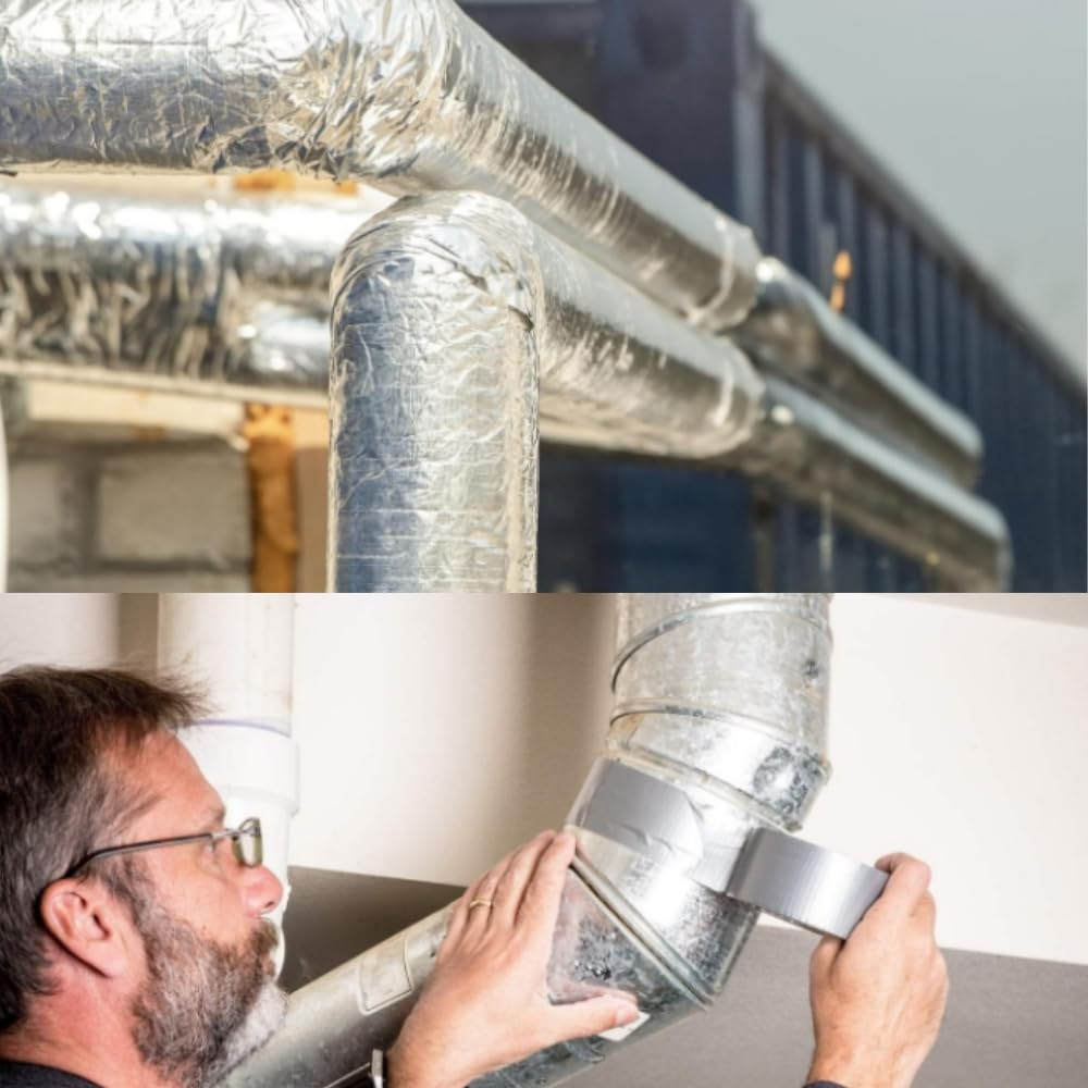 Premium Aluminum Foil Tape for Sealing Dryer Vent, Sealing & Patching Hot & Cold Air Ducts,Hvac, Pipe, Air Ducts（2 Roll）