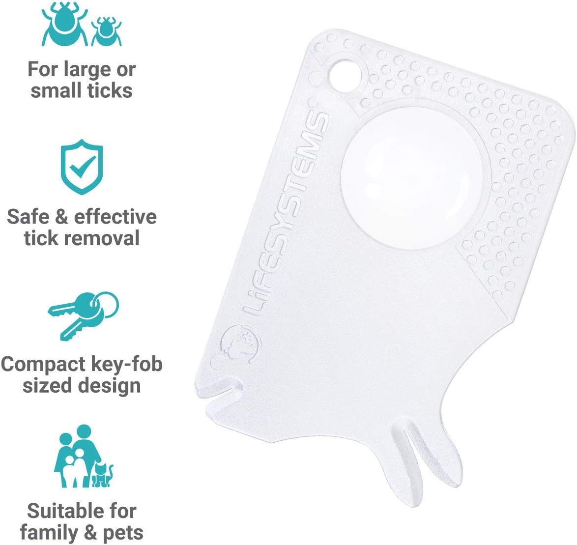 Lifesystems Key-Ring Tick Removal Card for Dogs or Humans, with Magnifying Lens, White image number 2