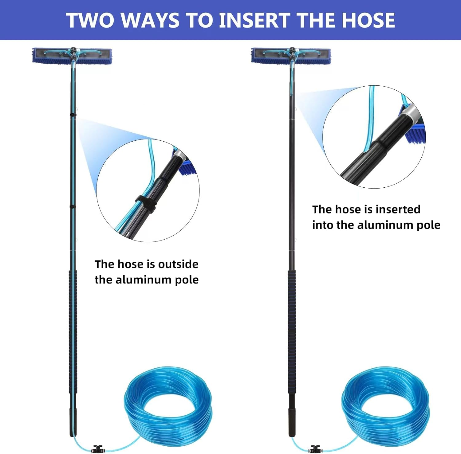 Water Fed Pole Kit, Window Solar Panel Cleaning Kit, 12M Window Washing Cleaner Equipment, Outdoor Windows Glass Water Brush Cleaner Tool