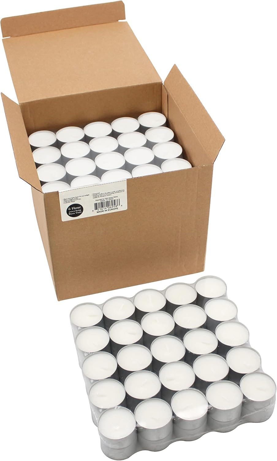 Stonebriar DTL-100-8 Long Burning Tealight Candles - White - Unscented - 100 Pack, White, 200 Pack (6-7 Hour) image number 4