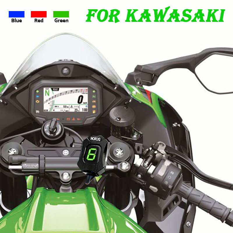 Motorcycle Gear Indicator for Kawasaki ER6N V650 Ninja 300 Z1000SX Moto 1-6 Gear Display ECU Plug LED Digital Display Waterproof(Green with Holder) image number 4