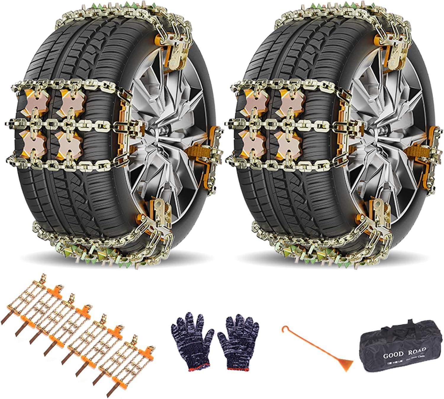 Heavy Duty 8-Pack Snow Chains ，Universal Fit for Cars, 4Wds & Suvs ，Tyre Width 175-265Mm (6.8-10.4 Inch) image number 1