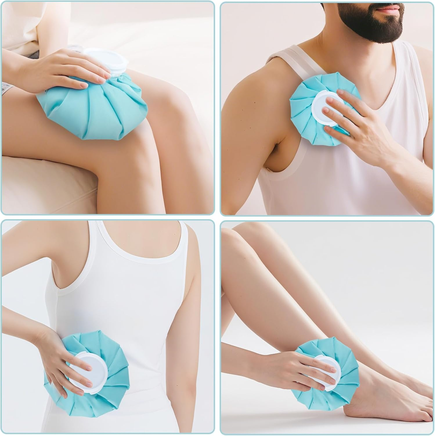 Ice Pack for Injuries Reusable, Ice Bags Hot Water Bag for Hot & Cold Therapy and Pain Relief with Cover, No-Leak Elastic Breathable Ice Bag, Size 9" image number 4