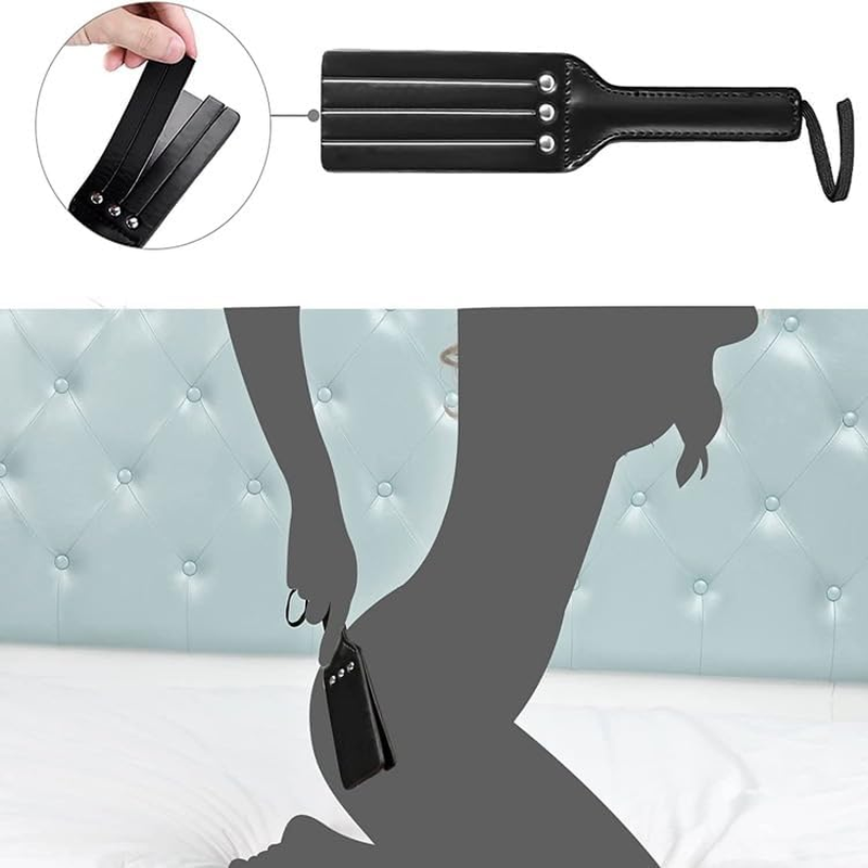 Sex Bondage BDSM Restraints Sex Toys 10 Pcs Set, SM Sex Toy Adult Toys Games Cuffs Gag Blindfold Spanking Paddle Safe Fetish Bed BDSM Kit Cuffs Nipple Clamps Ball Gag Rope Cosplay for Women Couples (Black) (Black) image number 6