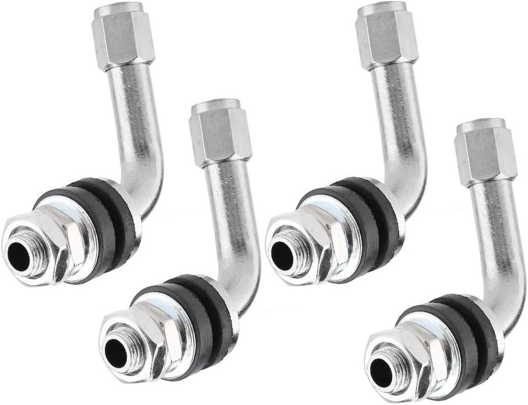 Tyre Valve Stem 4 Pcs 90 Degree Angle Car Motorcycle Tire Valve Stem Aluminum Alloy and Rubber Durable Automotive Wheel Tyre Adapter Tools image number 4