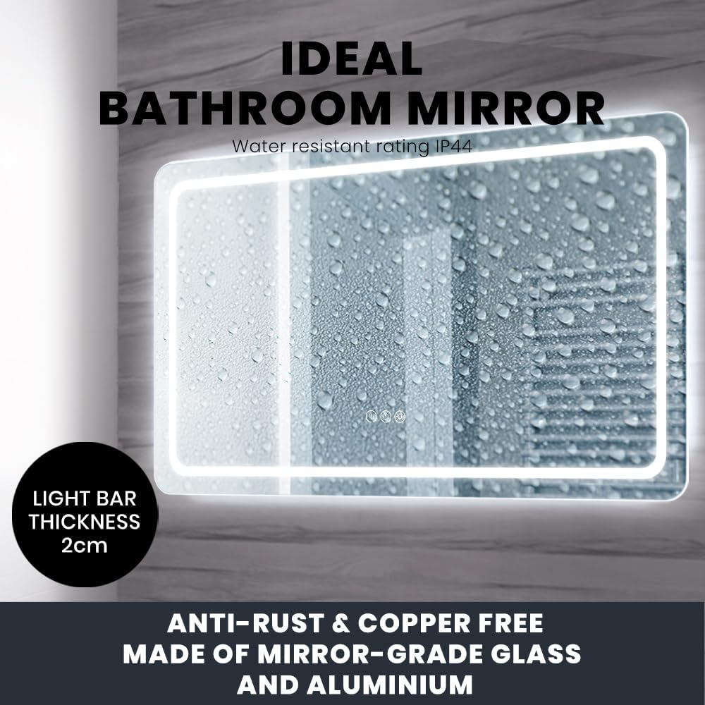 Simplus LED Wall Mirror Bathroom Mirrors for Wall Mounted Anti-Fog 3 Colors Dimmable Lighting Smart Touch Switch Vanity Makeup Mirror 120X70Cm image number 3