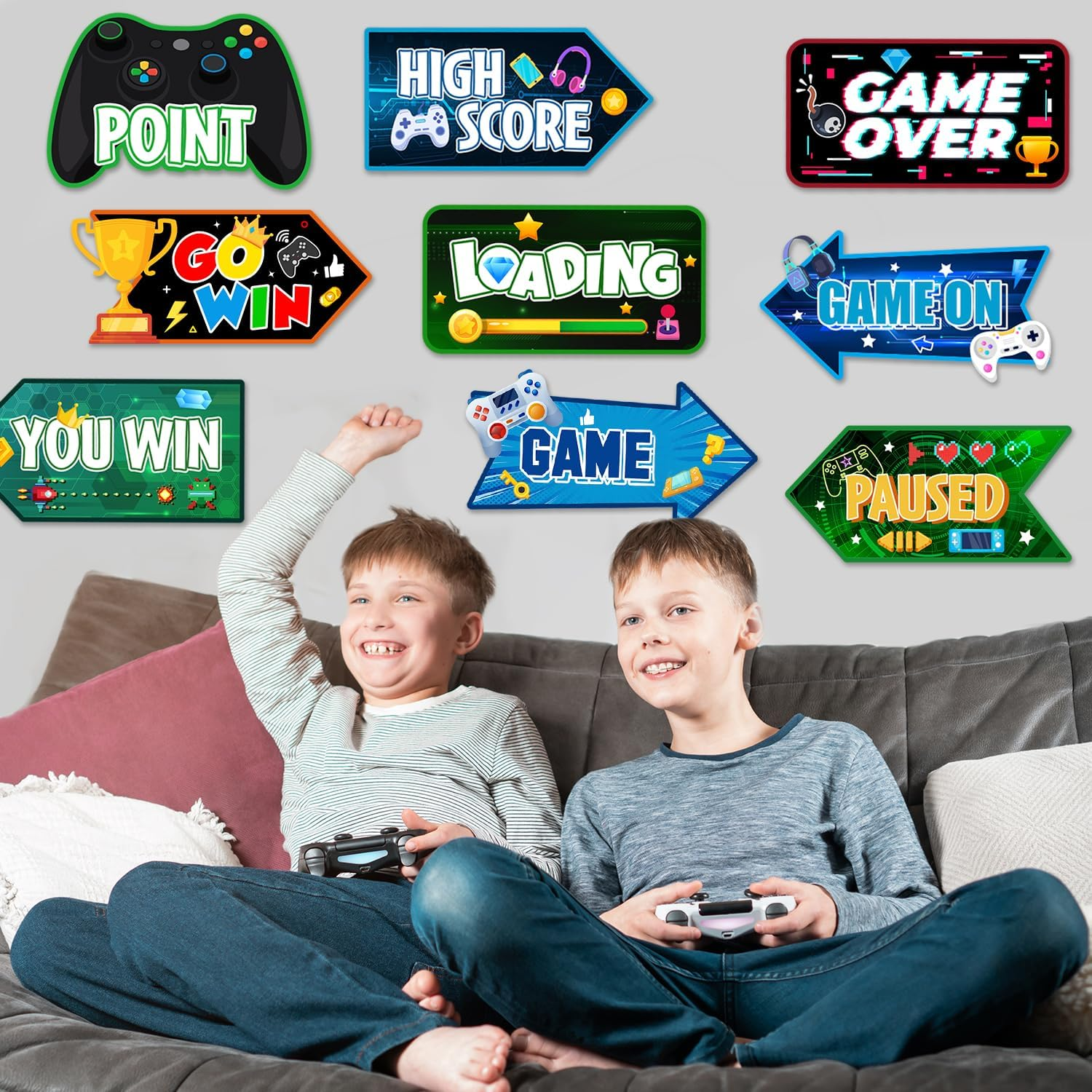 Video Game Party Sign, 20 Pcs Video Game Welcome Signs, Gaming Party Themed Directional Signs for Birthday Decorations Party Decorations image number 1