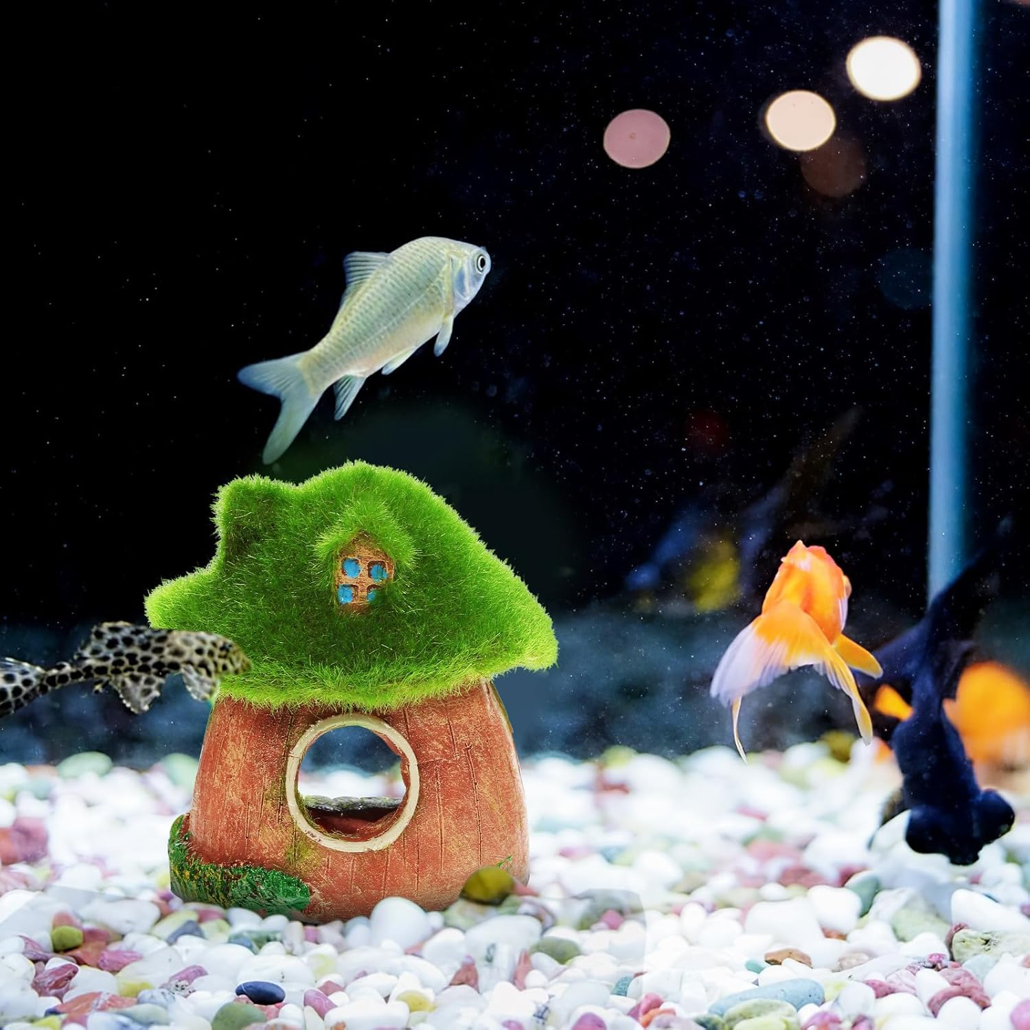 PLAFOPE Fish Tank Decor Aquarium Hideout Resin Betta Fish House Ornament for Aquarium Decoration Pet Supplies image number 5