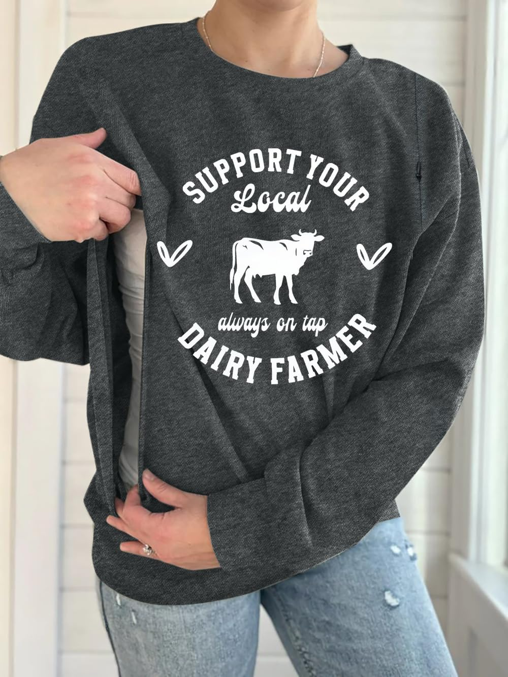 UNIQUEONE Women Nursing Sweatshirts for Breastfeeding Hidden Zipper Maternity Tops Long Sleeve Pullover Casual Clothes image number 6