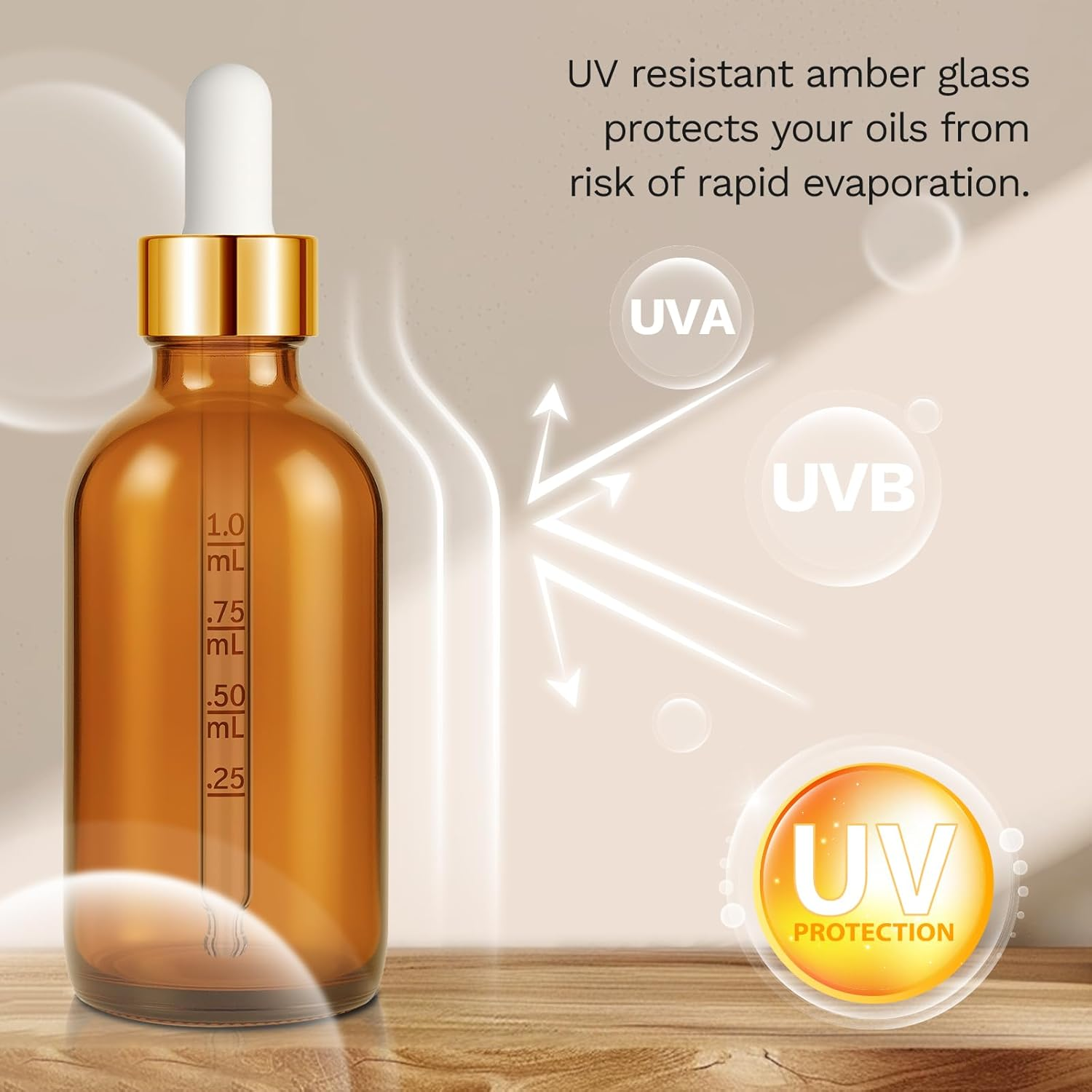 Bumobum Dropper Bottle 2 Oz, 2 Pack Amber Glass Eye Dropper Bottles with Golden Cap, Labels and Funnel, Tincture Bottle with Measured Cosmetic Dropper - Leakproof Essential Oils Bottles - Gloden Clear image number 4