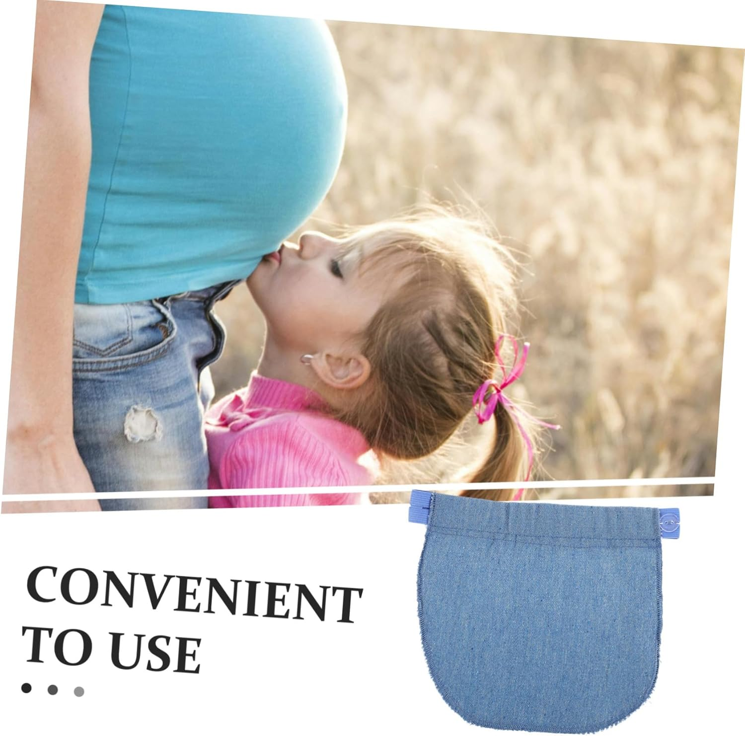 Minkissy Maternity Waist Extender Elastic Pregnancy Extender Adjustable Waistband Elastic Pregnancy Trousers for Jeans and Pants Sky-Blue image number 1