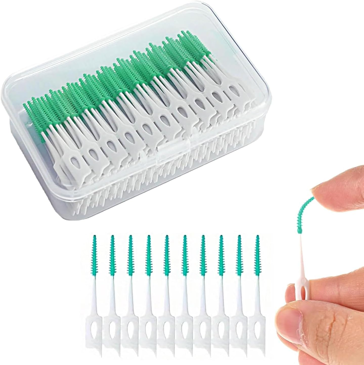 Dental Floss Picks Soft Interdental Brush, Braces Brush, Floss Picks for Teeth, Disposable Interdental Brush, Suitable for Cleaning Teeth Health (Orange)