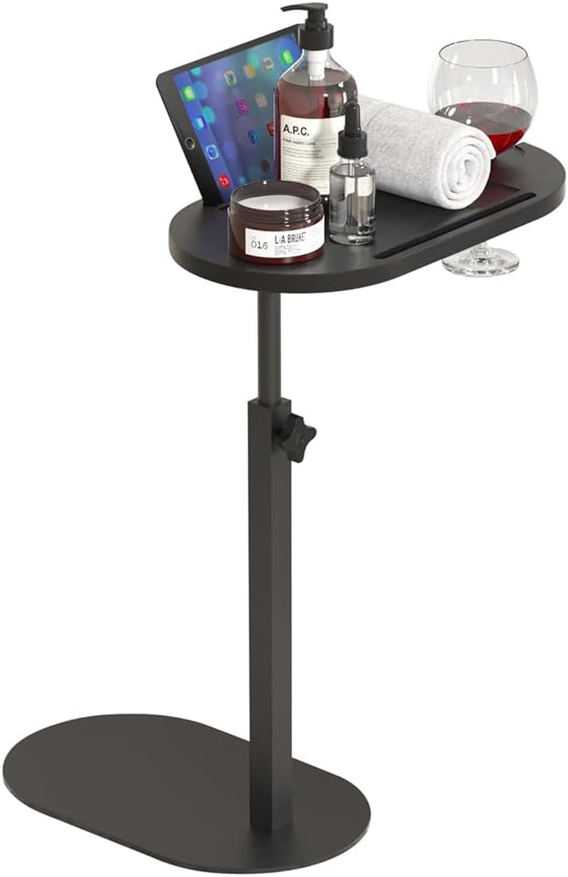 Adjustable Bathtub Table,C Shaped End Table,Removable Storage Rack,Bedside Storage Shelves,Liftable Side Table, Bamboo Tray Tables,For Sofa,Bed,Bathtub image number 3