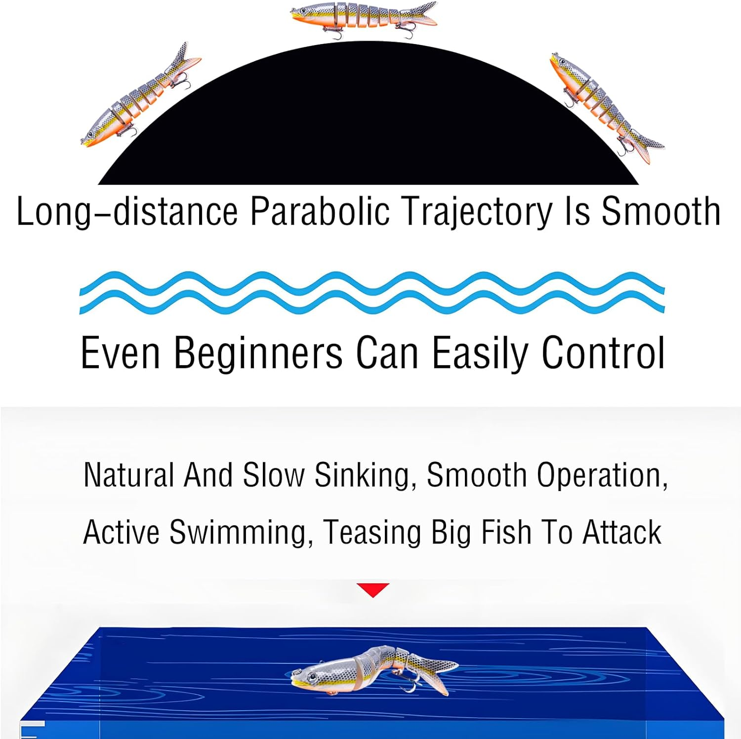 ZHIGOU Fishing Lures Realistic Multi-Jointed Swimbait for Freshwater and Saltwater, Slow Sinking Hard Bait for Bass, Trout, Crucian, Pike, Walleye - Professional Fishing Gear image number 6