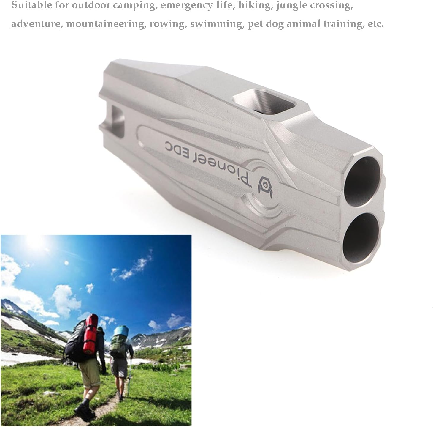 Emergency Whistles Titanium EDC Portable Whistle with Loud Sound up to 120 Decibels, Survival Whistle Keychain for Survival Hiking Camping Pet Training